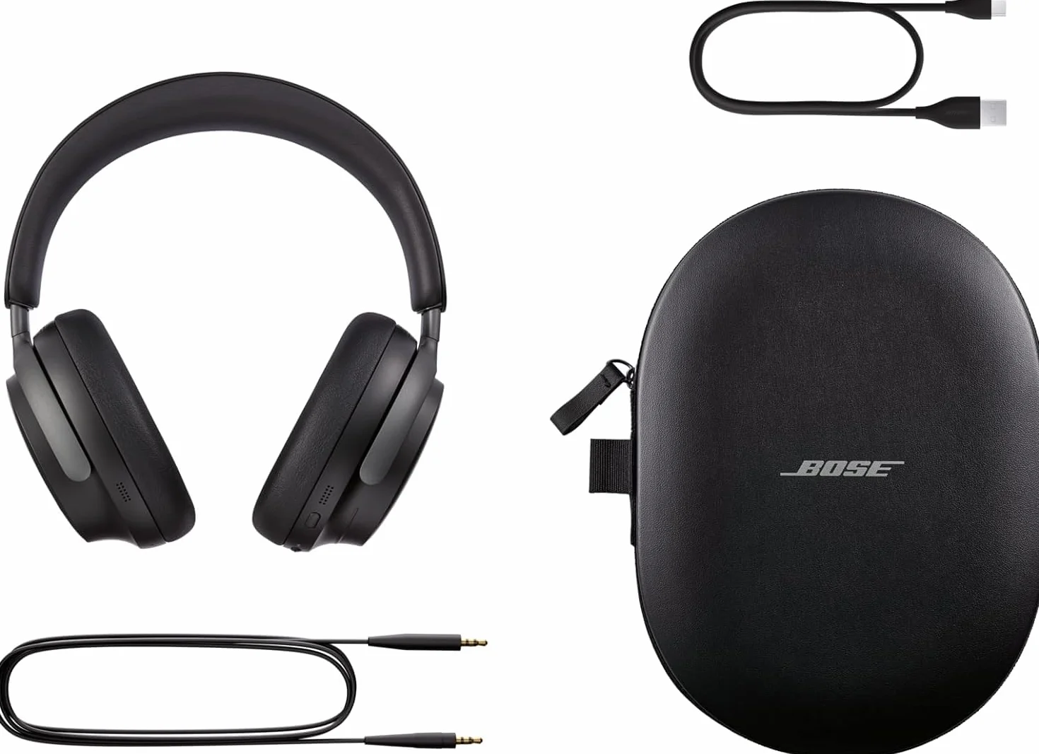 Bose QuietComfort Ultra Słuchawki bezprzewodowe z redukcją szumów i dźwiękiem przestrzennym, słuchawki nauszne z mikrofonem, do 24 godzin pracy na akumulatorze, Czarny