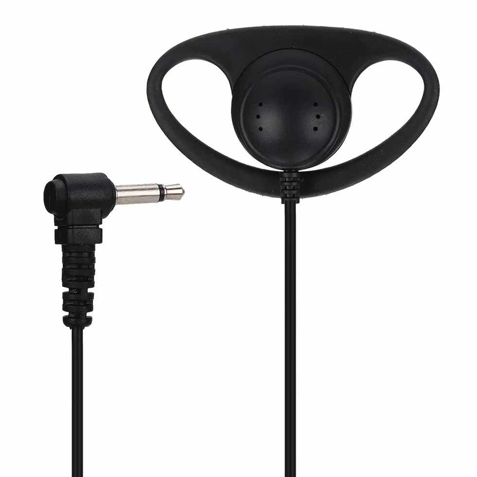 Mono Słuchawka Pojedyncza 3.5mm Jack D Kształt Zestaw Słuchawkowy do Radiotelefonów Walkie Talkie 5 Sztuk Czarny ABS