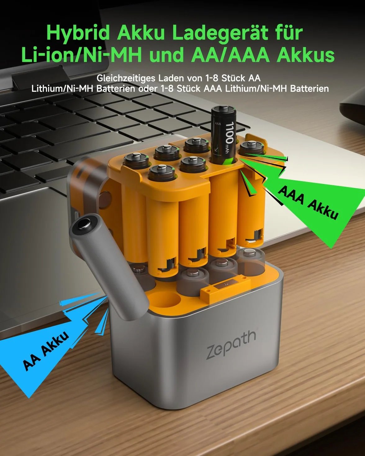 Ładowarka Ni-MH/litowa 8 gniazd do akumulatorów AA/AAA