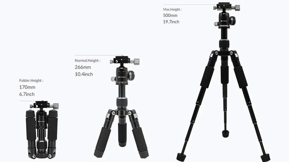 TRIPOD50V (Pan Bar w zestawie/lekki wytrzymały aluminiowy uchwyt na aparat przenośny statyw z antypoślizgowymi stopami/kompatybilny z iPhonem, telefonem z systemem Android, DSLR dla YouTube Video) firmy ORANGEMONKIE