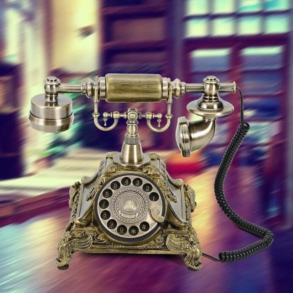 Telefon Zabytkowy, Klasyczny, Modny, Europejski, Antyczny, Retro, Z Żywicy, Zabytkowy, Przewodowy, Telefon Stacjonarny, Biurkowy, Z Tarczą Obrotową, Telefon Domowy I Biurowy