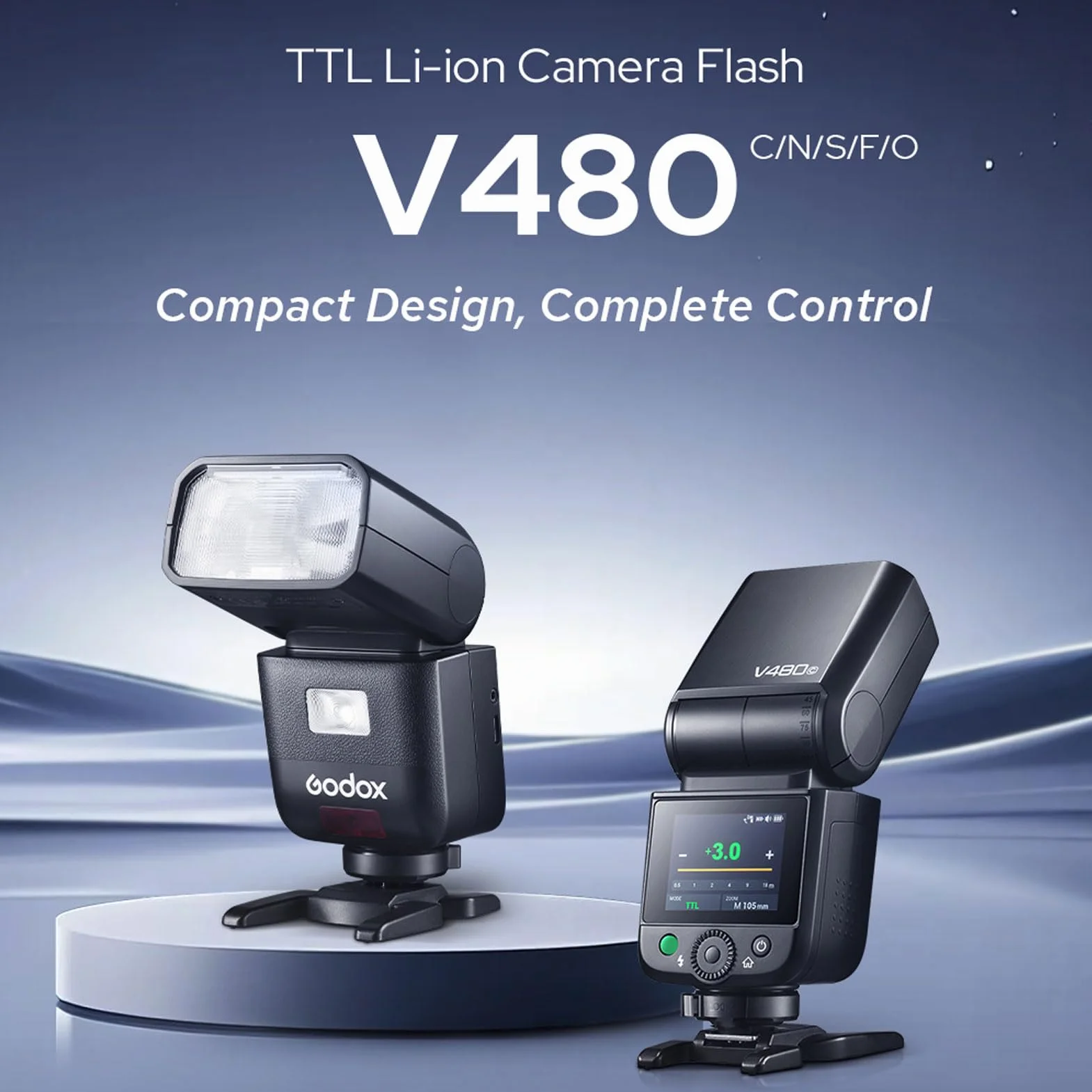 GODOX V480S ETTL lampa błyskowa do aparatu Sony, GN50 Speedlite 650, liczba błysków 1/8000 s, HSS czas ładowania 1,7 s, wbudowane światło regulacji 5600 K LED z dyfuzorem, kompatybilne z kamerami Sony