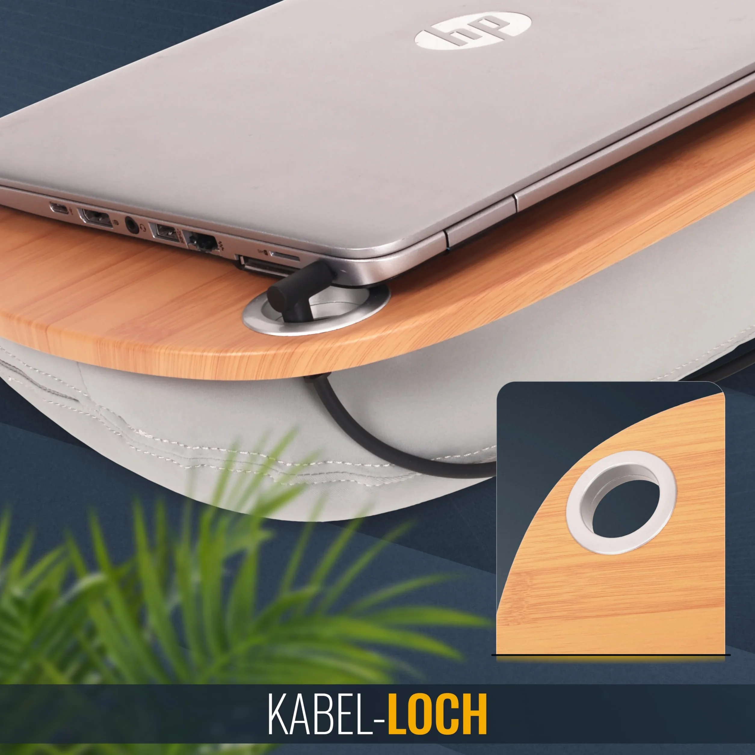 RICOO Poduszka na laptopa o wyglądzie drewna z otworem na kabel do notebooka o przekątnej ekranu maks. 15,6" taca na poduszkę LA0036, podkładka pod laptopa laptopa akcesoria