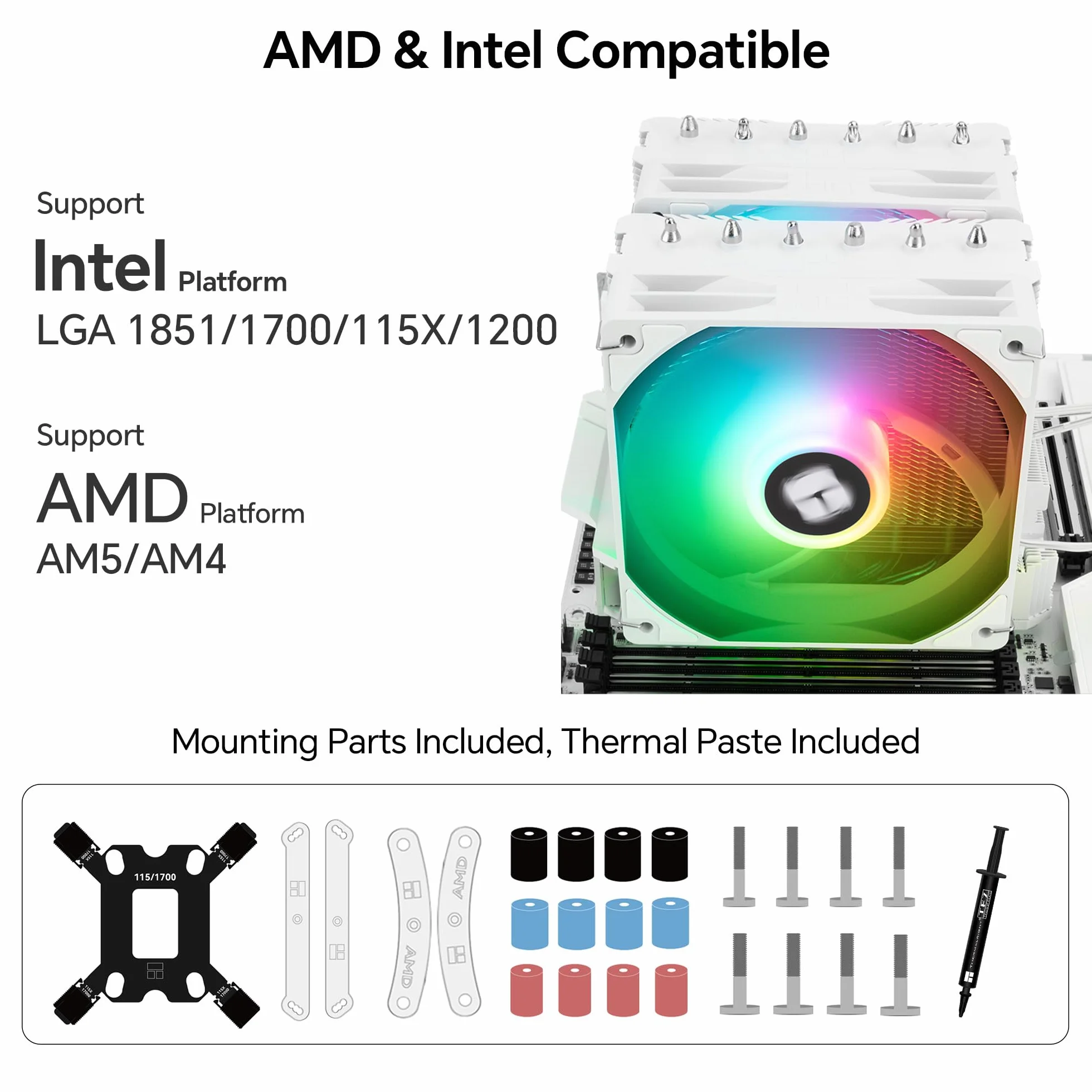THERMALRIGHT Peerless Assassin 120 SE ARGB V2 wentylator chłodzący CPU, 6 rur cieplnych, technologia AGHP Gen 5.0, 1850 obr./min, wentylator PWM 120 mm, do Intel 1851/1700, AMD AM4/AM5