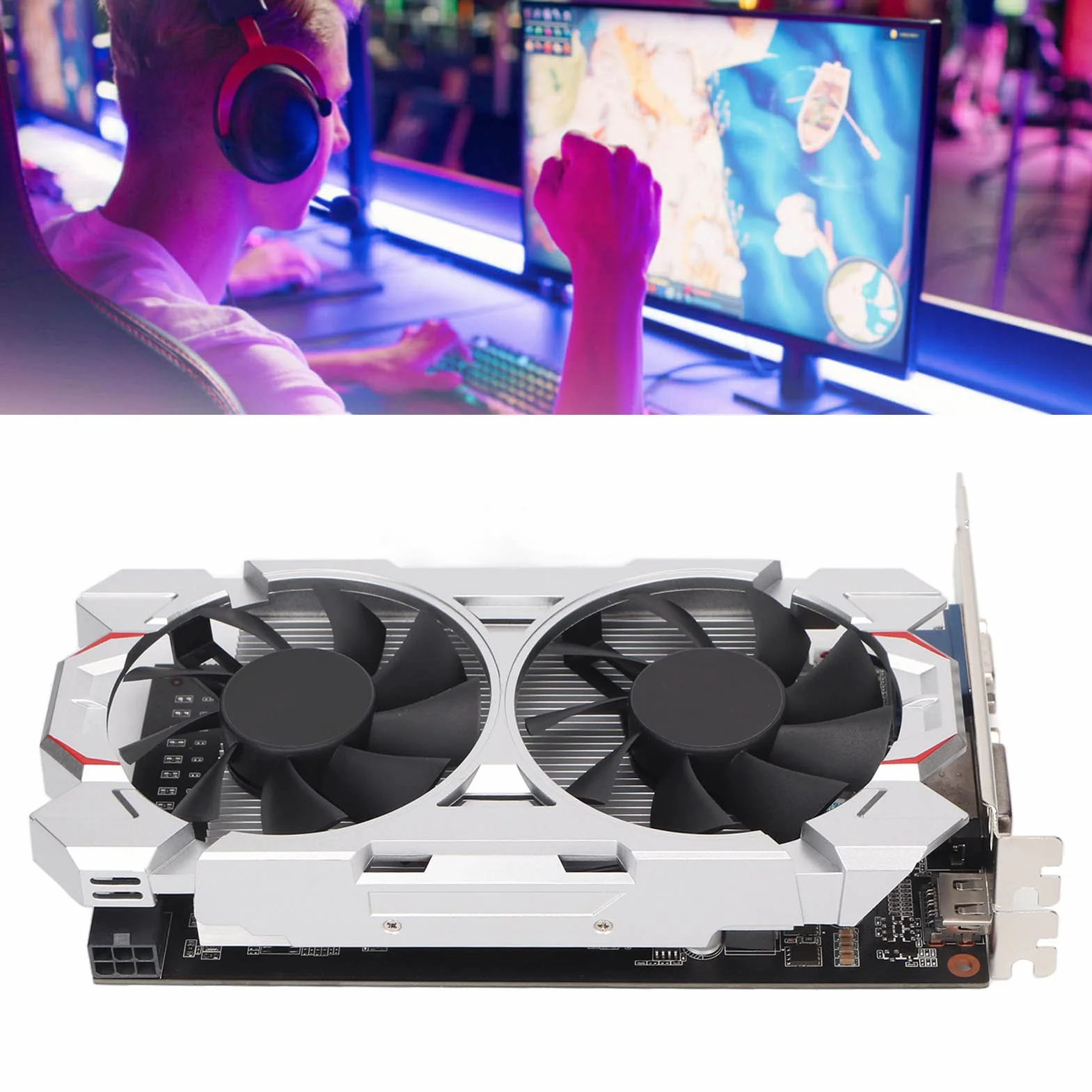 GTX750Ti karta graficzna do gier 2G, GDDR5 128BIT 1072 MHz karta graficzna GPU z dwoma wentylatorami, stacjonarna karta graficzna do obudowy komputera (GTX750Ti 2G D5)