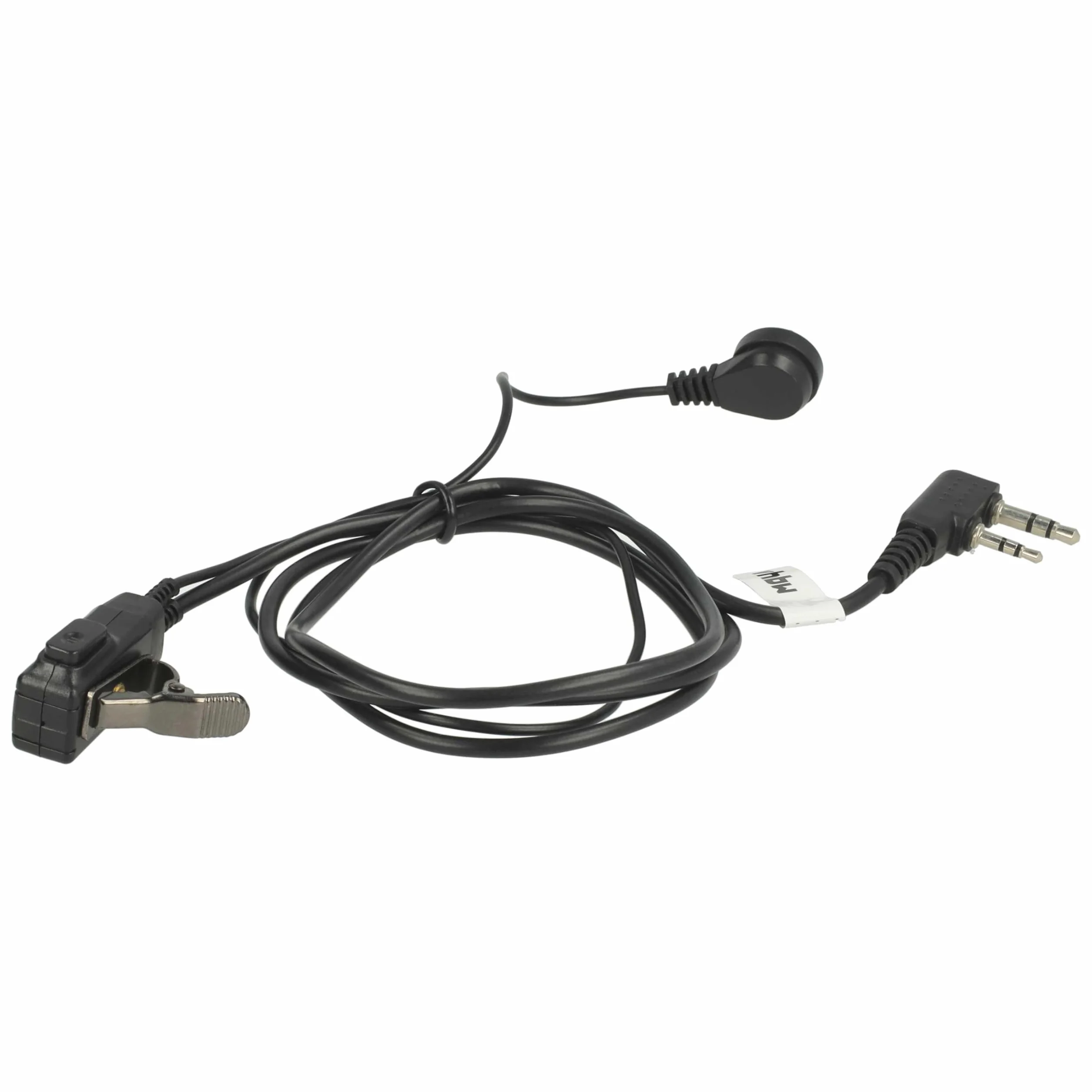 vhbw Zestaw słuchawkowy kompatybilny z Kenwood TK-3230XLS, TK-3230, TK-348, TK-340D, TK-340 radiotelefon - czarny, przezroczysty wąż akustyczny