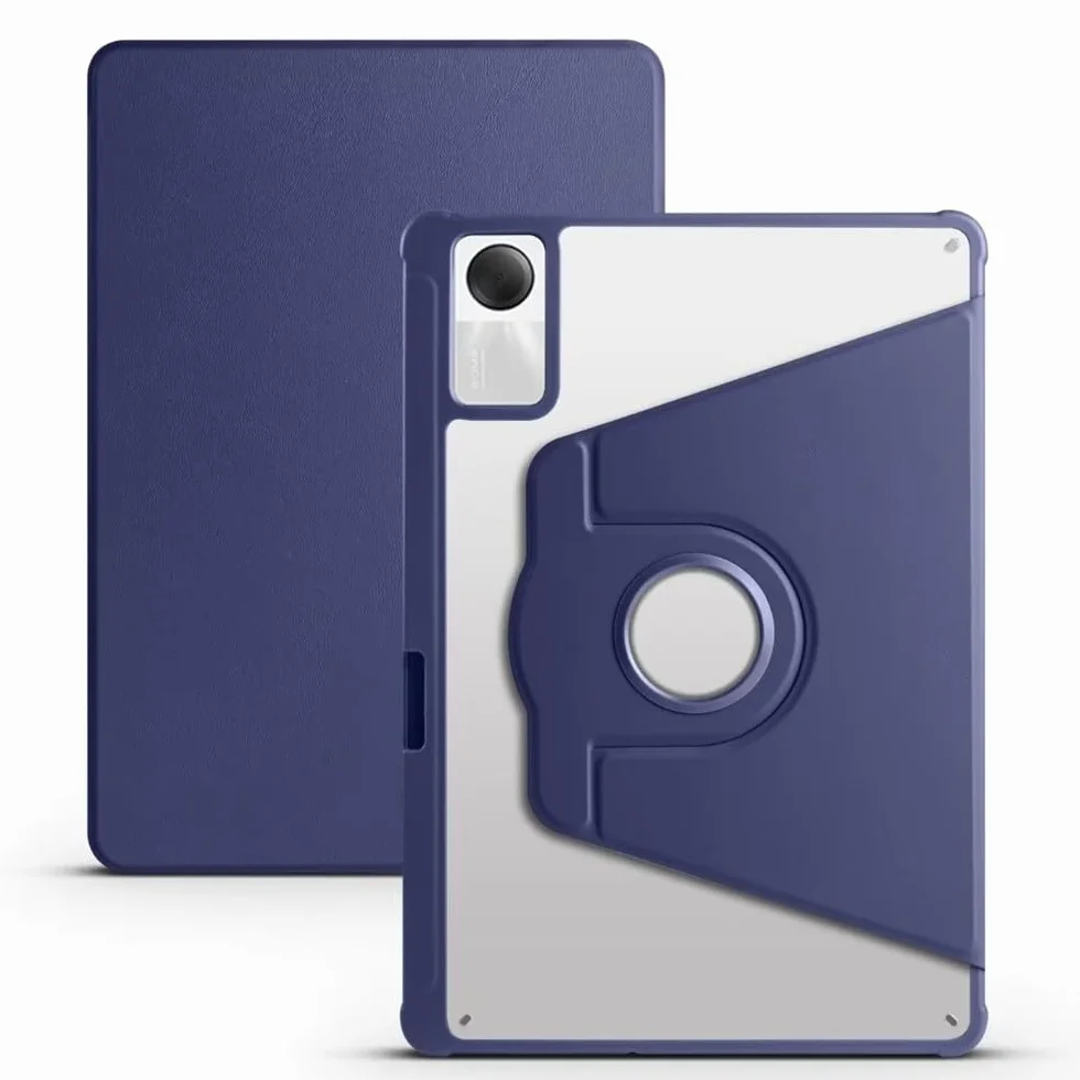 Generic etui kompatybilne z Xiaomi Redmi Pad 2 (kolor: ciemnoniebieski) inteligentne etui obrotowy stojak skórzany silikonowy twardy pokrowiec