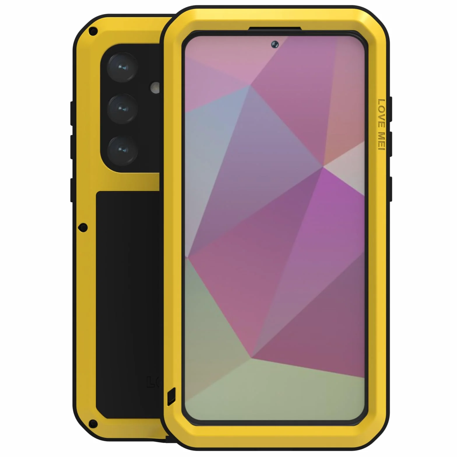 LJFLYXRI Wytrzymałe etui ochronne na całą obudowę do Galaxy S24 firmy – wytrzymałe aluminiowe i silikonowe, odporne na wstrząsy etui z wbudowaną osłoną ekranu (żółty, S24)