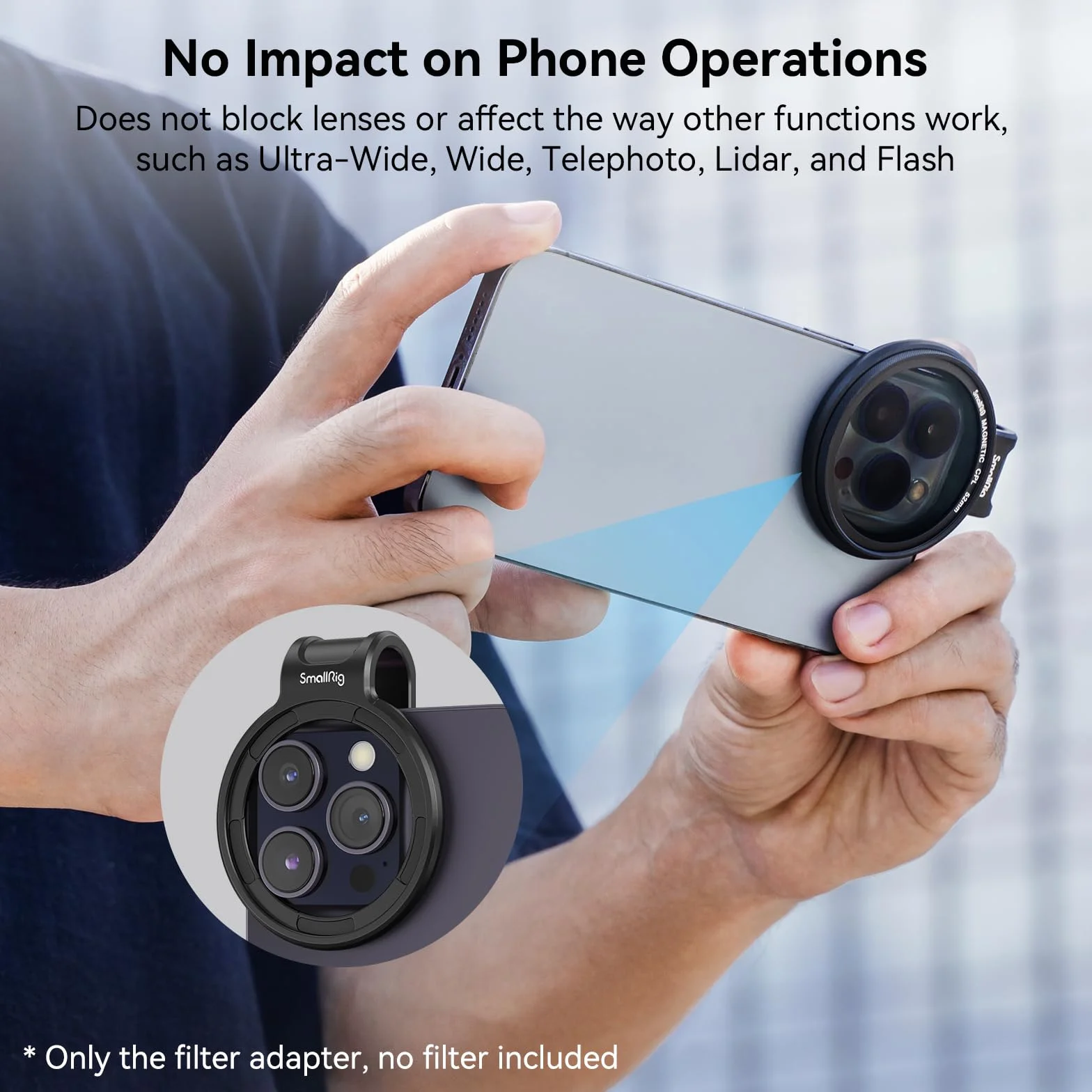 SmallRig 52mm Universal Magnetic Filter Adapter Ring, Magnes z Mechanizmem Szybkiego Uwalniania Ulepszony Pierścień Filtra Obiektywu Telefonu dla iPhone dla Samsunga dla Huawei dla Pixel - 3845B