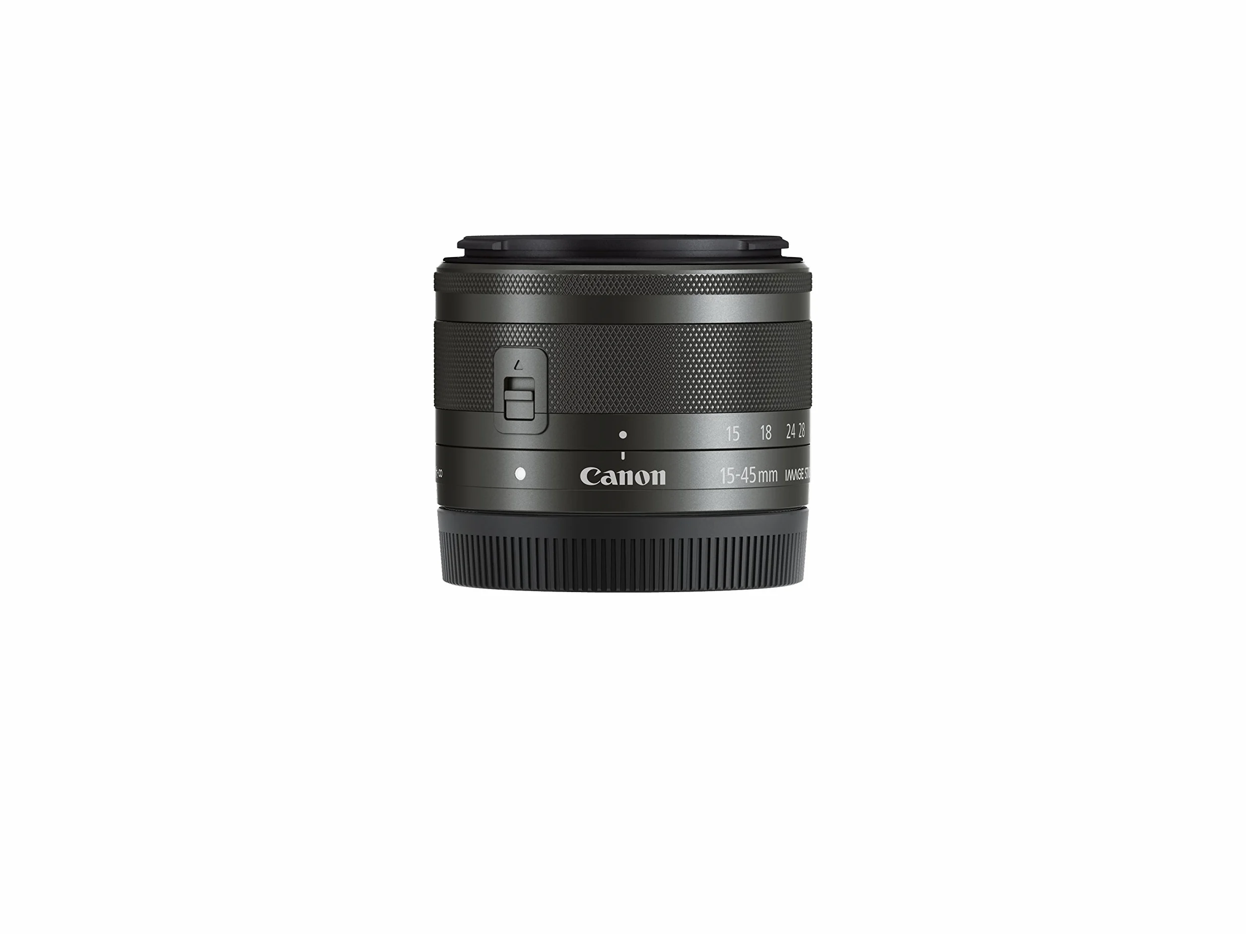 Canon Obiektyw zmiennoogniskowy EF-M 15-45 mm F3.5-6.3 IS STM szerokokątny obiektyw do EOS M (gwint filtra, 49 mm, stabilizator obrazu, autofokus), czarny