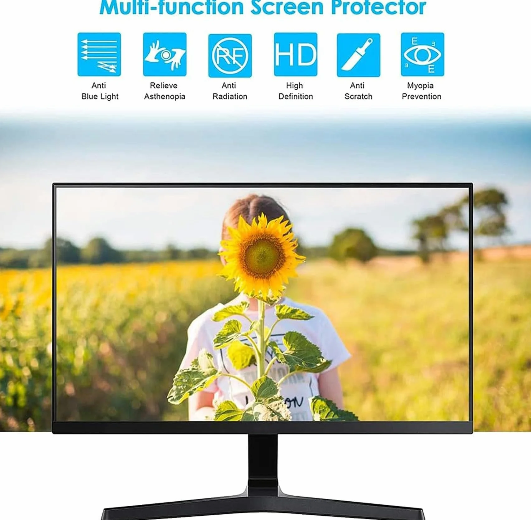 Ochraniacz monitora z filtrem niebieskiego światła - i panel chroniący przed uszkodzeniami zmniejszają zmęczenie oczu i obciążenie, do telewizora LCD 81.3 cm-127.0 cm, LED, OLED i QLED 4K