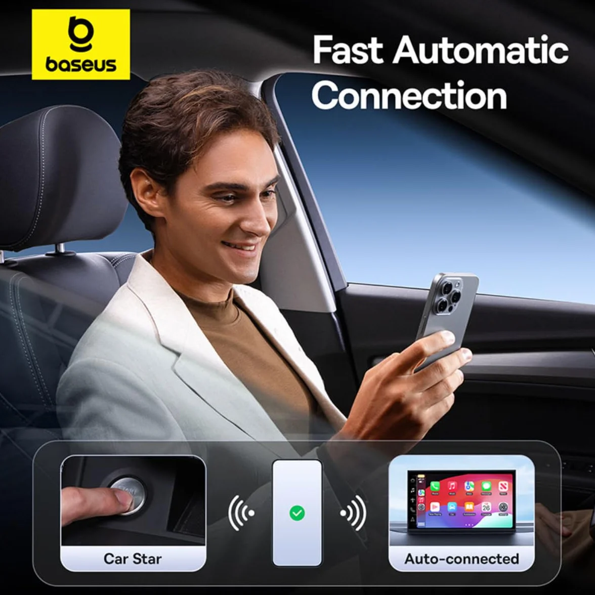 Baseus Bezprzewodowy adapter Carplay serii Safejourney Space Gre