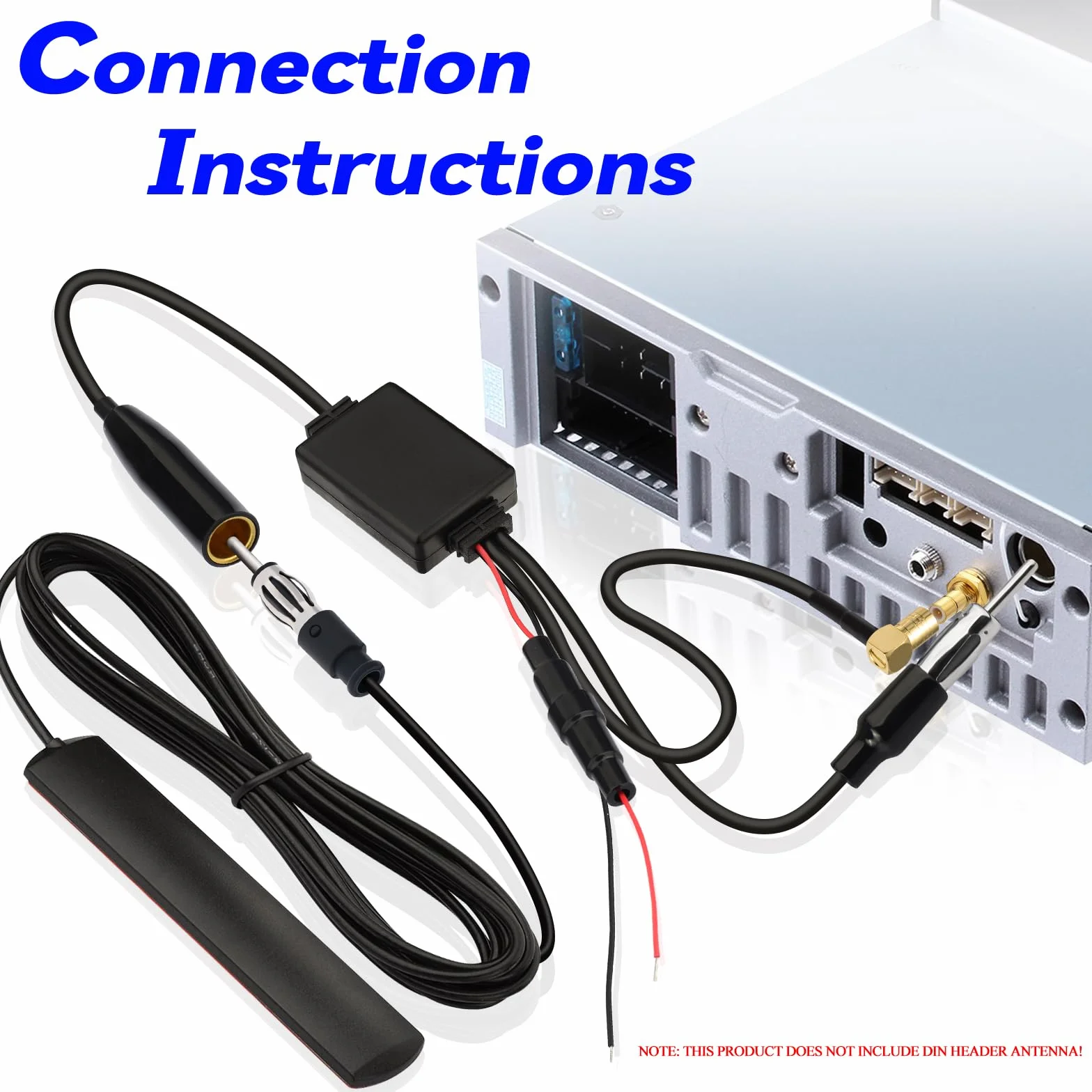 Eightwood Antena DAB rozdzielacz SMB adapter DIN AM/FM antena wzmacniacz sygnału do samochodu Radio TechniSat Pioneer Sony Alpine wielokrotnego użytku