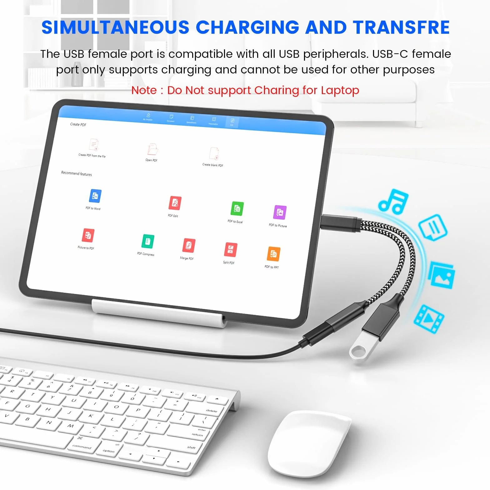 USB C OTG, adapter do telefonu port ładowania USB C, z adapterem Pd 18 W, kompatybilny z Samsung Galaxy S20+, przełącznikiem, Google chromecast i Google TV 2020 Pi KVM, drukarką 3D