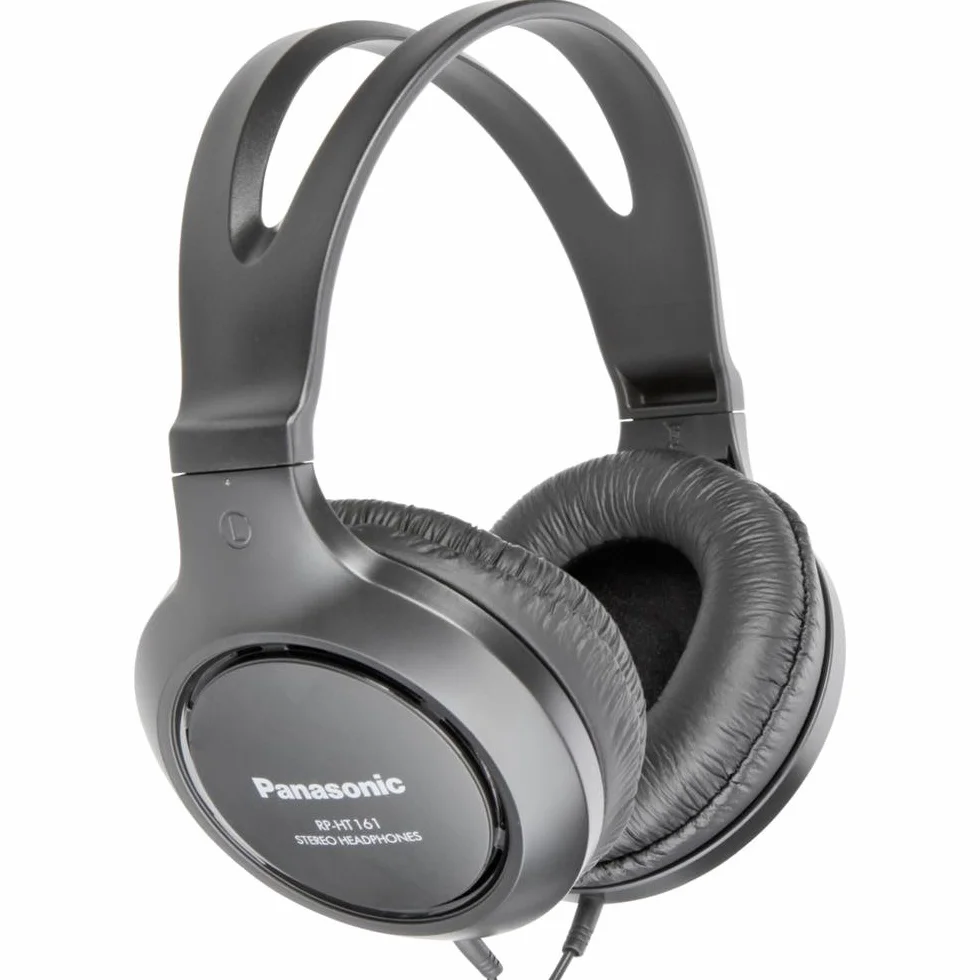 Panasonic RP-HT161 pełnowymiarowe, monitorowe słuchawki nagłowne (przetworniki 30 mm, neodymowe magnesy, pasmo przenoszenia 10 Hz - 27 kHz), czarne