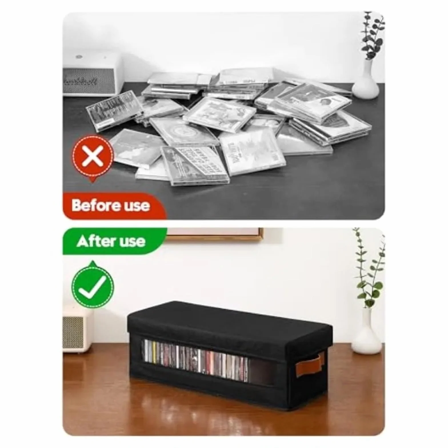 Torba do przechowywania płyt CD, Pudełko do przechowywania płyt CD z widocznym okienkiem i uchwytem na płyty