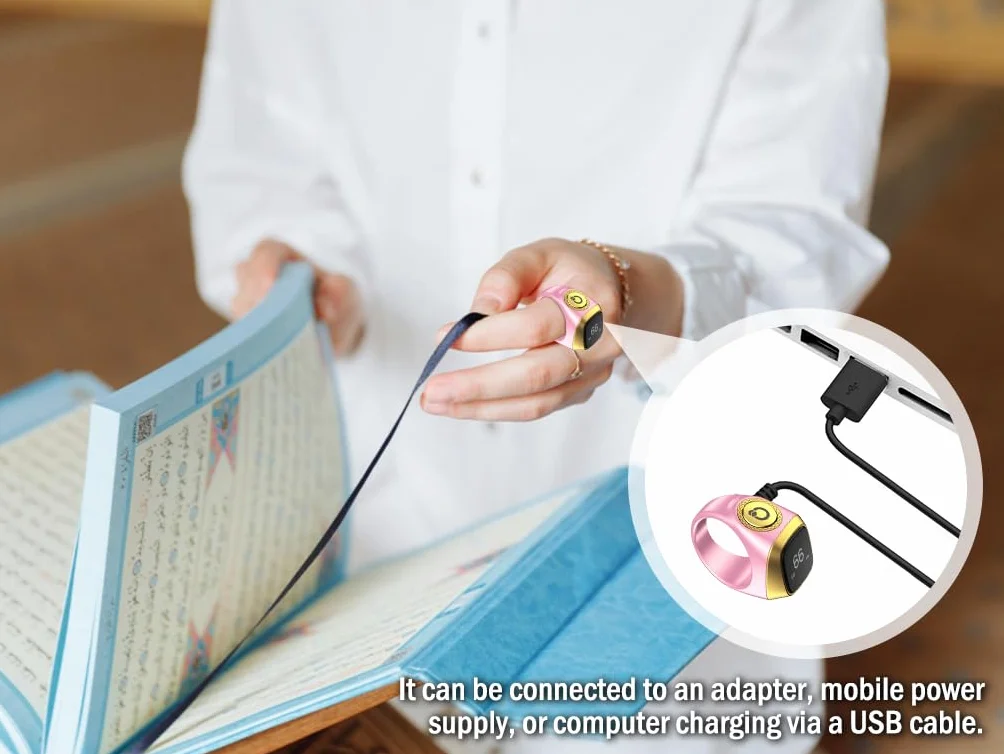 Anlising Tasbih licznik Smart Ring, cyfrowy elektroniczny licznik kółek, muzułmański licznik Tasbeeh Smart Counter, inteligentny licznik pierścieni Tasbih, islamski licznik pierścieni, Tasbeeh Smart