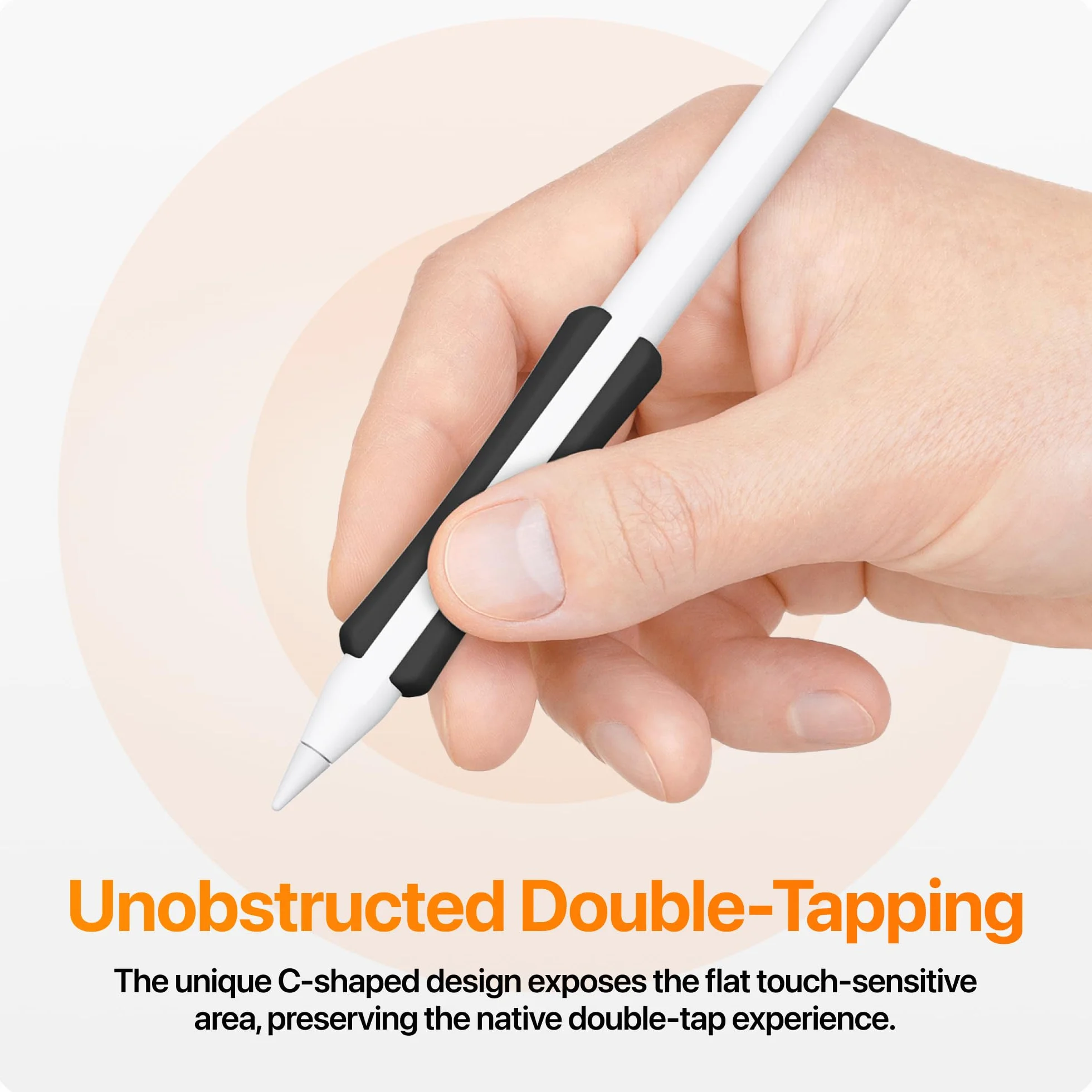 NimbleGrip 2 Ergonomiczny uchwyt premium, kompatybilny z Apple Pencil 2 i Apple Pencil USB-C (otwarta strona, lawenda)