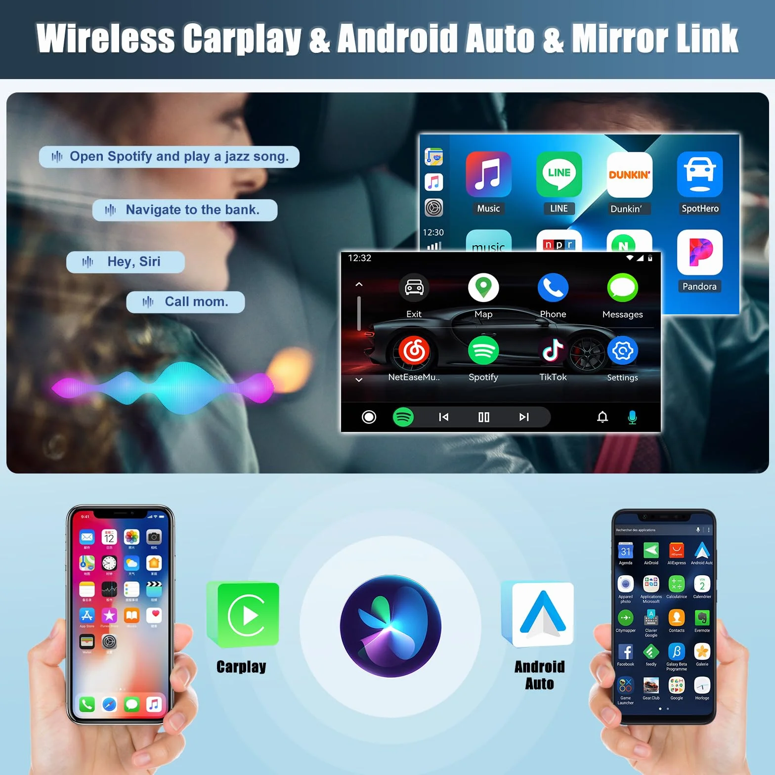 CAMECHO 4+64G 9 cali Android 15 radio samochodowe