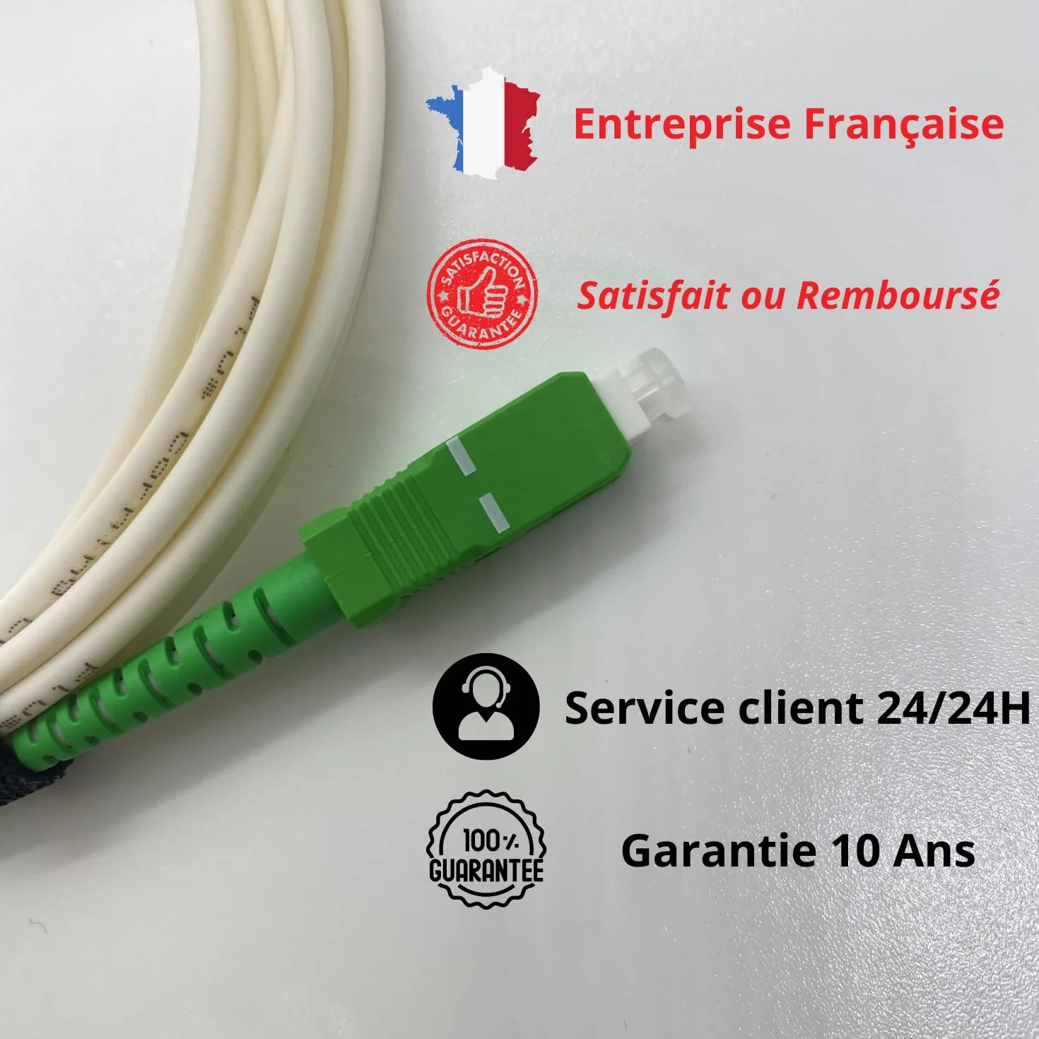 VALARDE Kabel światłowodowy/Przedłużacz Pomarańczowy SFR Bouygues Free - Jednomodowy SC-APC do SC-APC - Złącze ekranowane i wzmocnione kevlarem - bardzo niska strata (3 M)