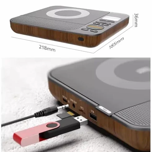 Przenośny odtwarzacz CD Bluetooth – ładowany, pilot zdalnego sterowania, wyświetlacz LED, obsługuje CD, Bluetooth, radio FM, dysk U, AUX, idealny dla miłośników muzyki w podróży