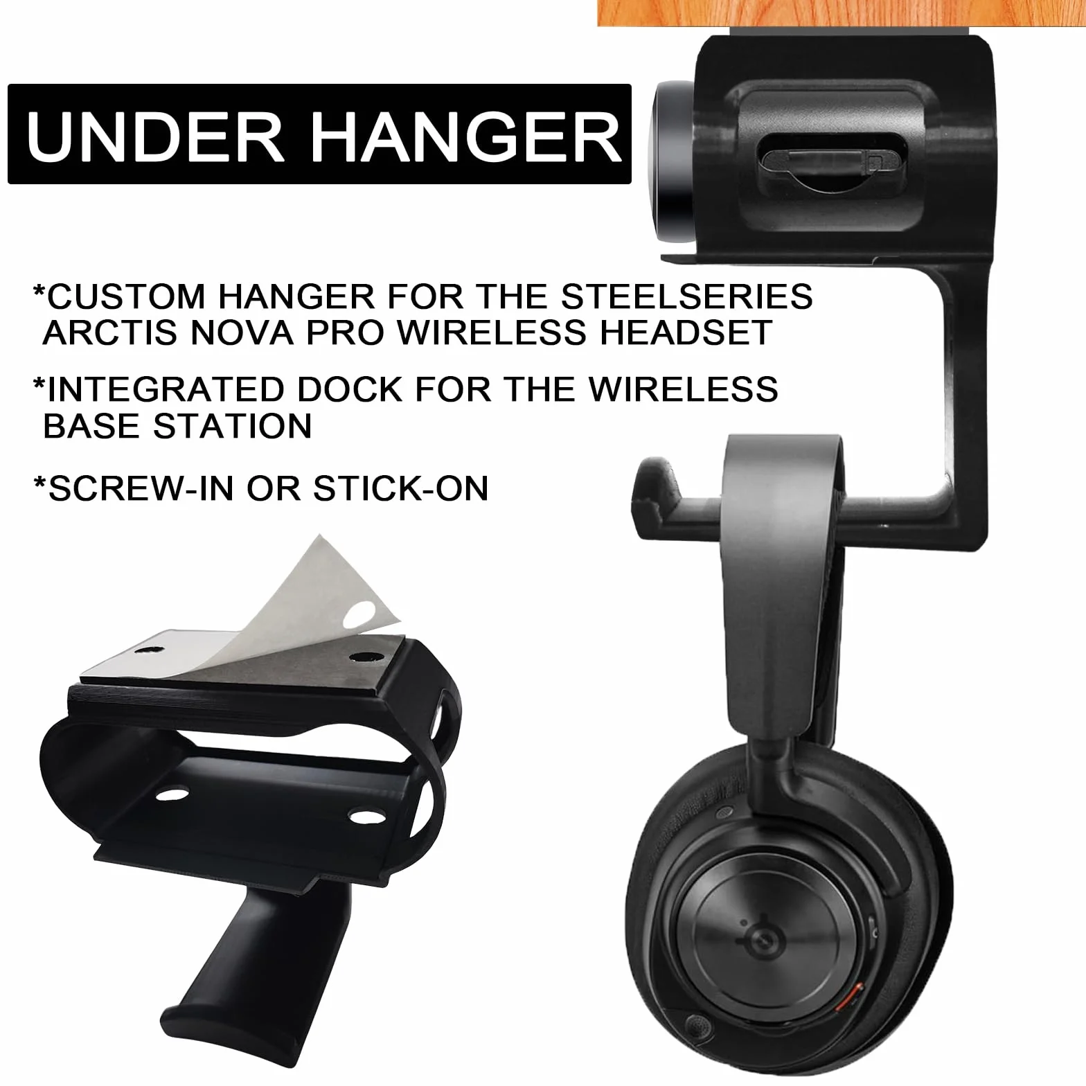 Stojak na słuchawki pod biurko do SteelSeries Arctis Nova Pro bezprzewodowa stacja bazowa ze stacją dokującą – Arctis Pro Wireless NOVA magnetyczny uchwyt Secretlab Magnus wersja, wieszak na