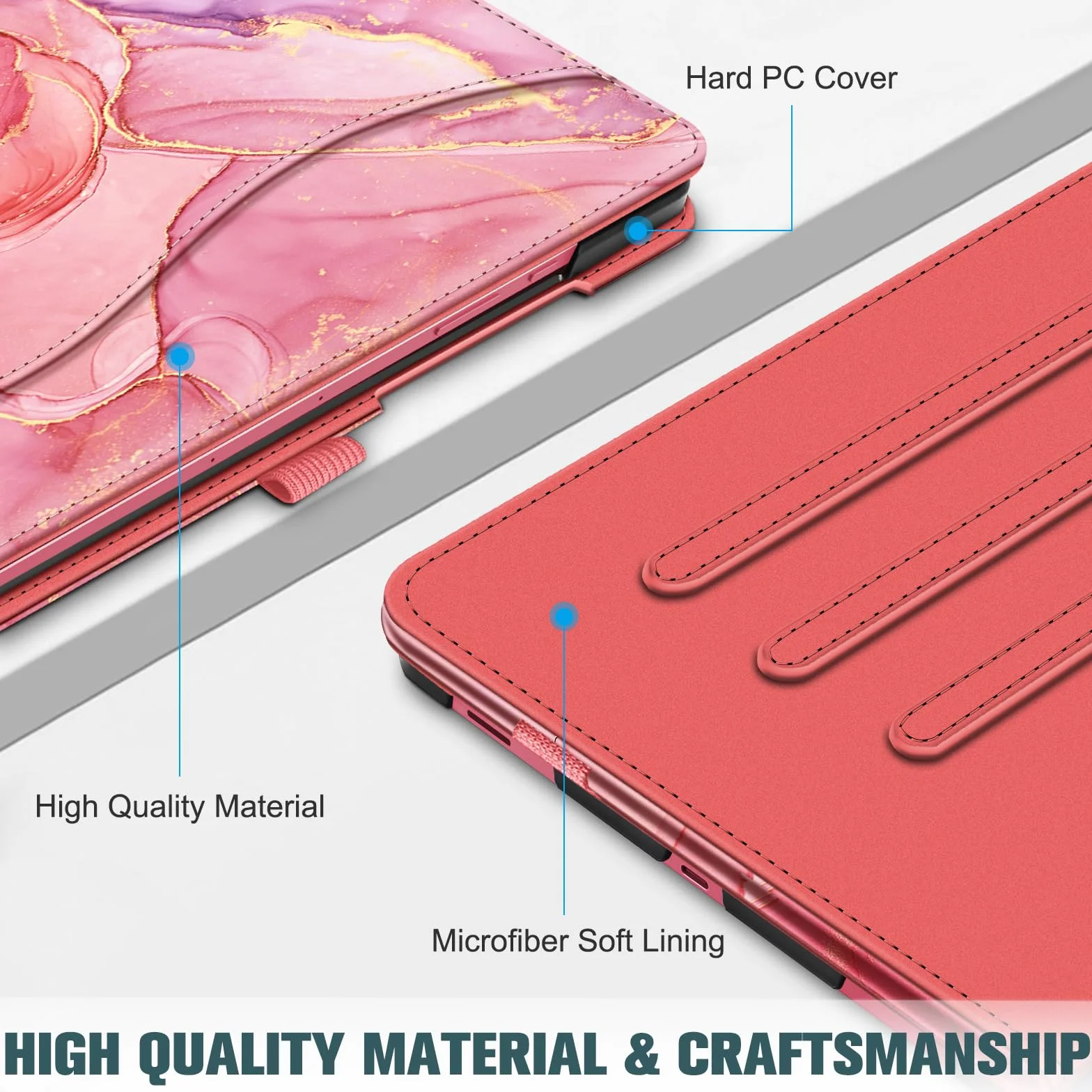 FINTIE Etui do Samsung Galaxy Tab S10 Lite/ S10 FE 2025/ S9 FE 10,9 cala / S9 27.9 cm 2023, wielokątne oglądanie pokrowiec ochronny z kieszenią, automatyczne uśpienia/budzenie (Marble Pink)