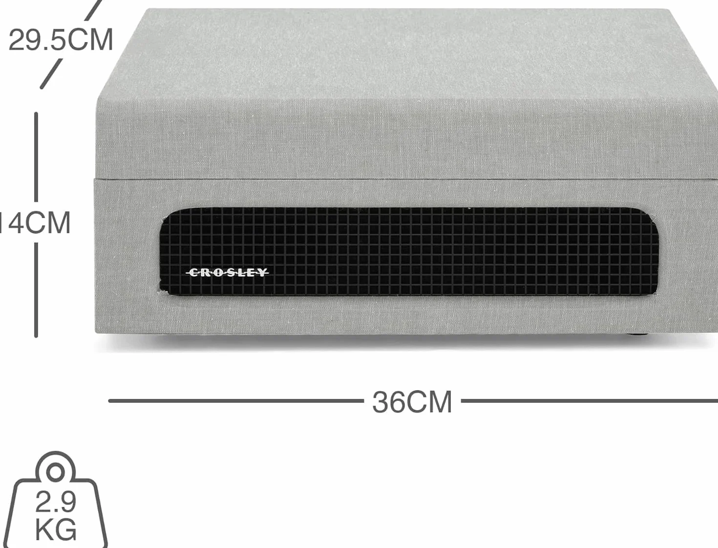Crosley Voyager gramofon z 2 głośnikami, Bluetooth In&Out i AUX - 3-biegowy odtwarzacz Vintage - do płyt winylowych 7", 10" i 12" - przenośny z wbudowaną obudową (szary)