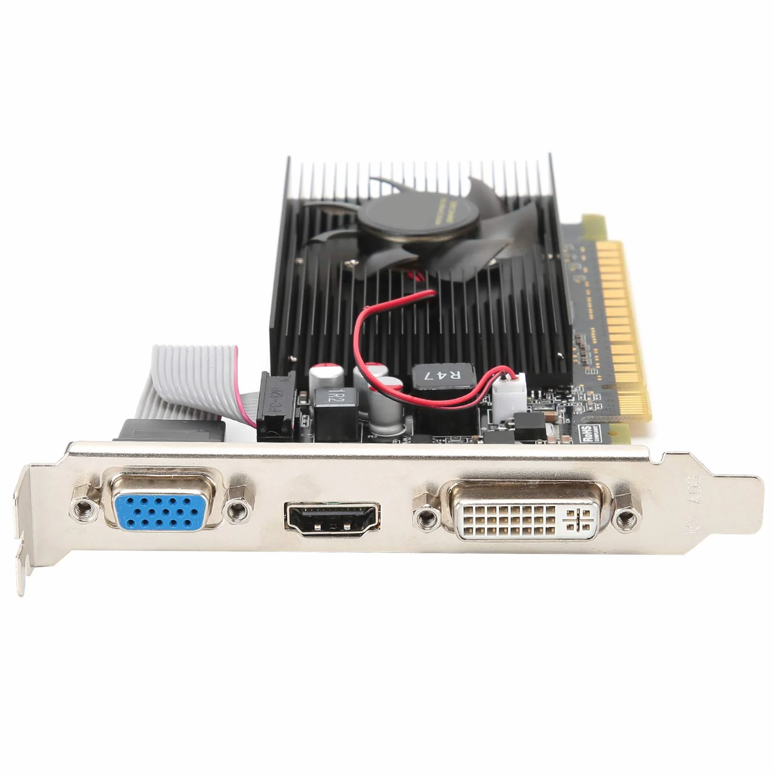 GT730 2 GB Pojedynczy Wentylator DVI HDMI VGA Karta Graficzna do Gier, 64 Bity, DDR3, 810 MHz, PCI Express 2.0, Karta Graficzna o Niskim Poziomie Hałasu do Komputerów Stacjonarnych