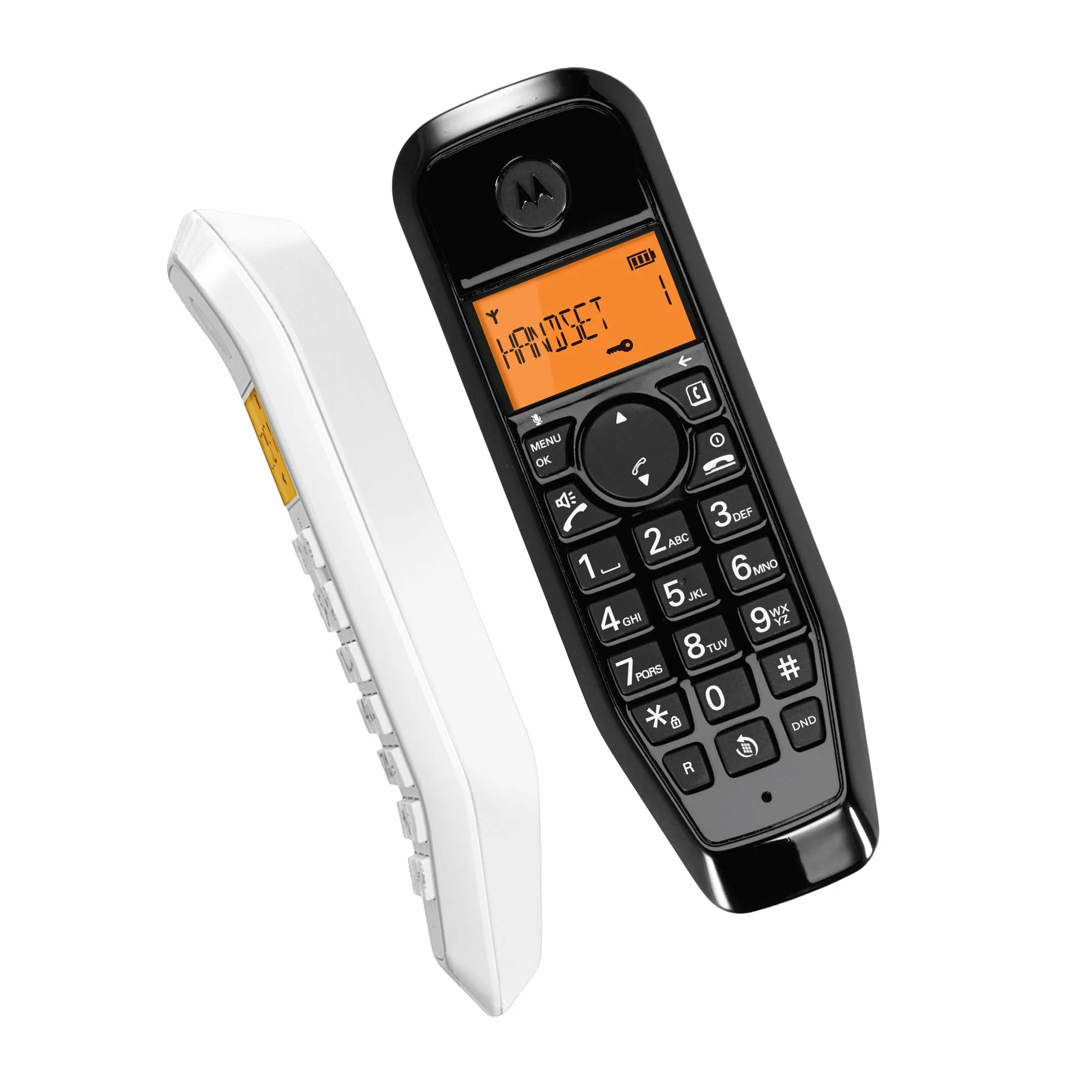 Motorola Voice - S1202 Cyfrowy telefon bezprzewodowy seria S12 z blokowaniem połączeń i funkcją Nie przeszkadzać, głośnomówiący, książka telefoniczna do 50 nazw i numerów, czarno-biały