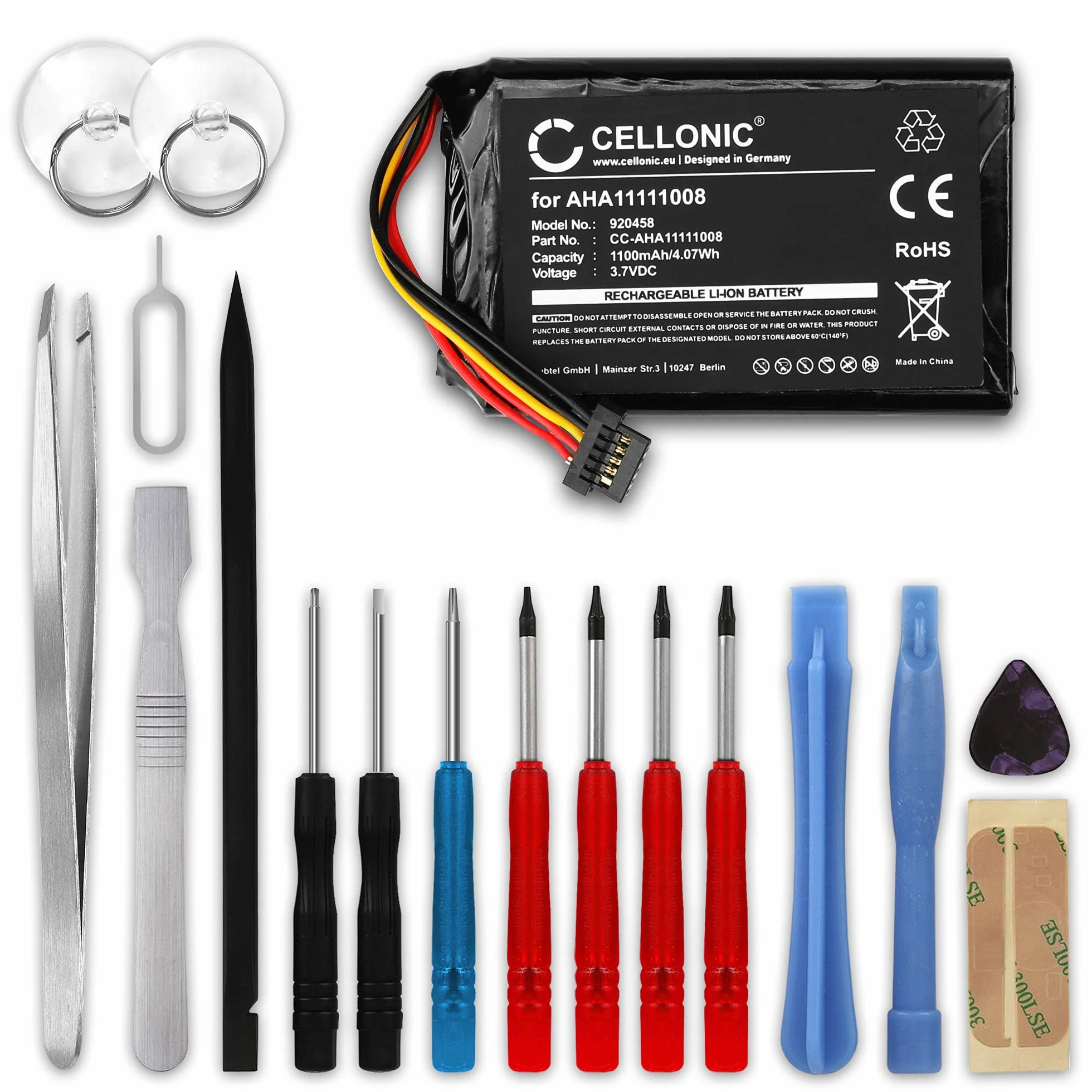 CELLONIC 1 x akumulator do nawigacji kompatybilny z Tomtom Go 6000, Go 5100, Go 5000, VFAD - (1100 mAh, 3,7 V) + zestaw narzędzi