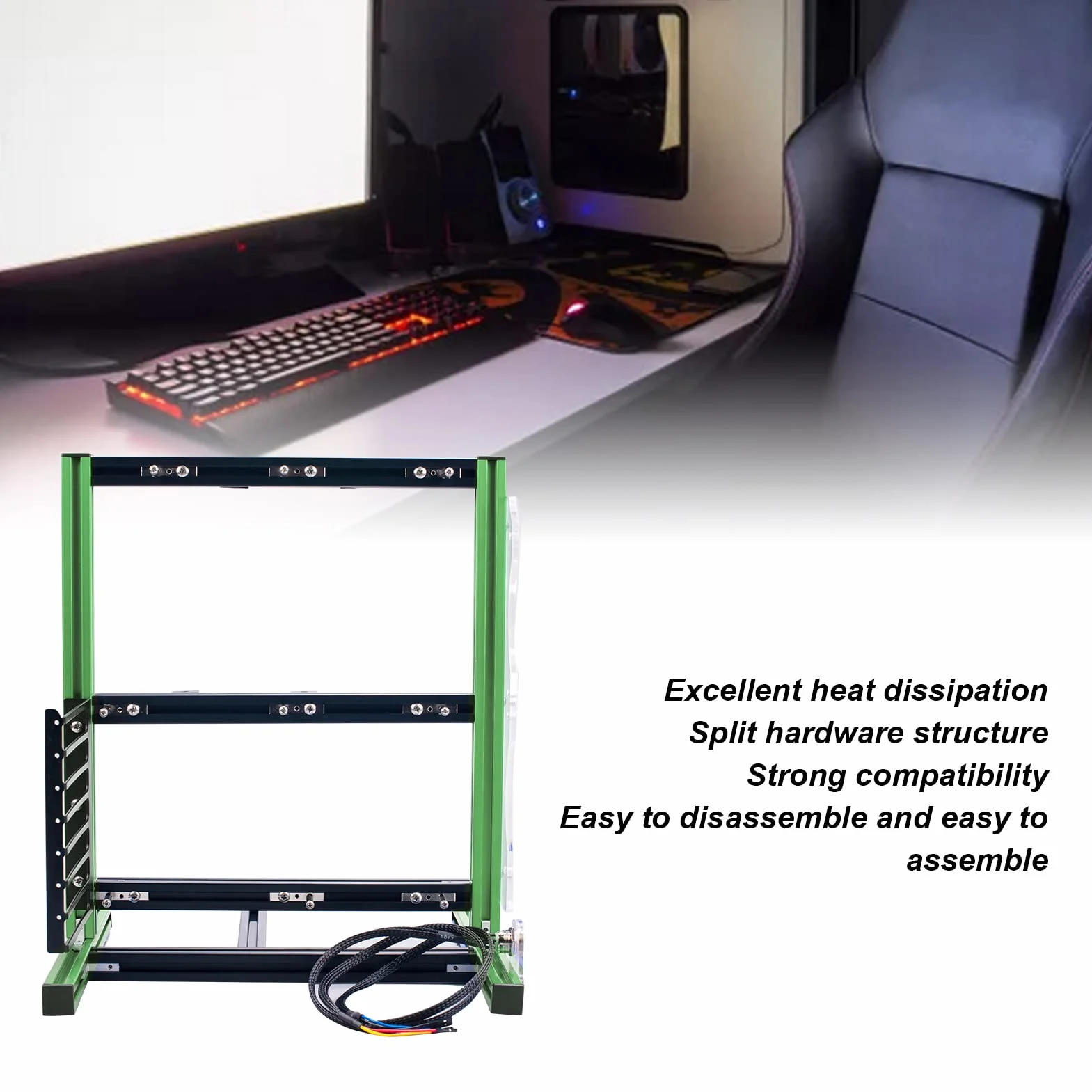PC JMK5 uchwyt na komputer do otwartej obudowy, pionowa aluminiowa rama "zrób to sam" do płyt głównych ATX MATX ITX, otwarta konstrukcja obudowy z doskonałym odprowadzaniem ciepła, w zestawie