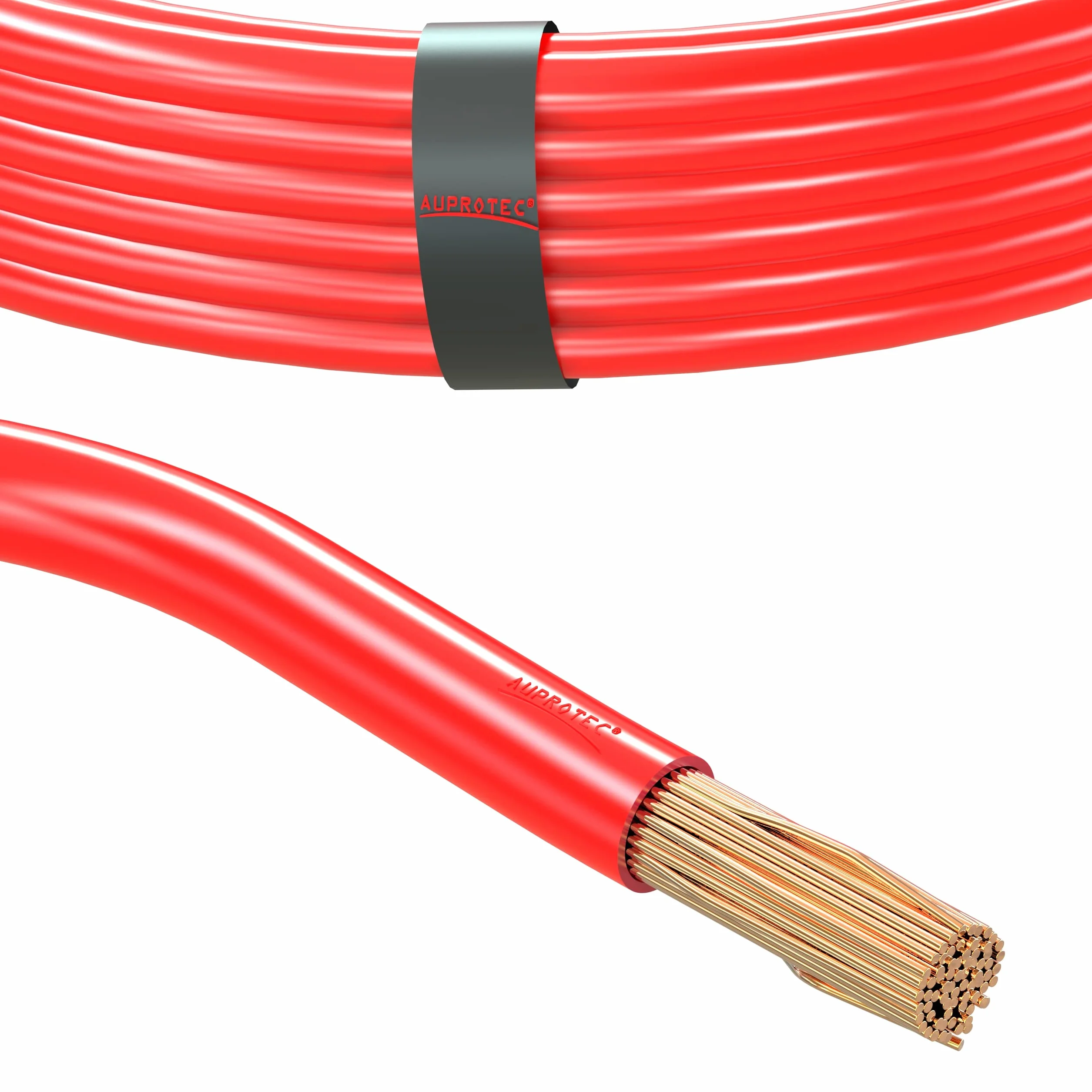 AUPROTEC Fahrzeugleitung 10,0 mm² Kfz Kabel 1m, 5m oder 10m Auswahl: 5m, rot