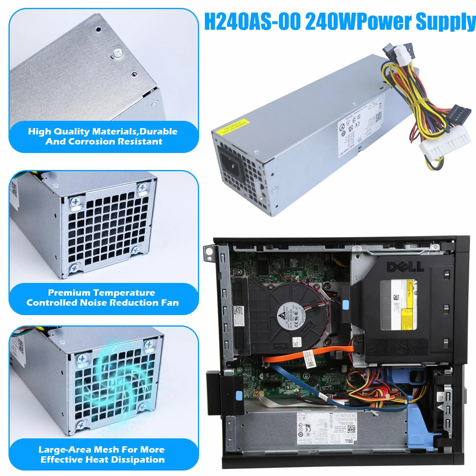 S-Union Zasilacz 240W dla Dell Optiplex 390 790 960 990 3010 7010 9010, tylko dla małego kształtu SFF H240ES-00 D240ES-00 AC240AS-00 AC240ES-00 DPS-2400 0WB L2440AS-00 H240AS-00 3WN11