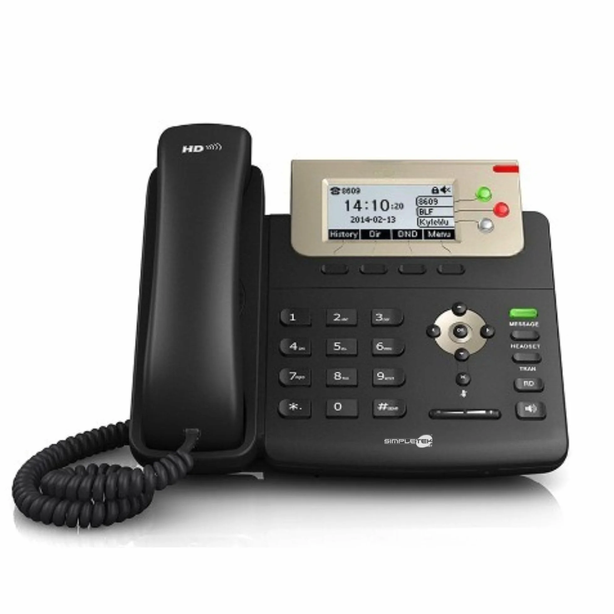 SIMPLETEK - Profesjonalny telefon IP VoIP PoE | 3 konta SIP, Audio HD, 2 x Gigabit Ethernet, podświetlany wyświetlacz (odnowiony)