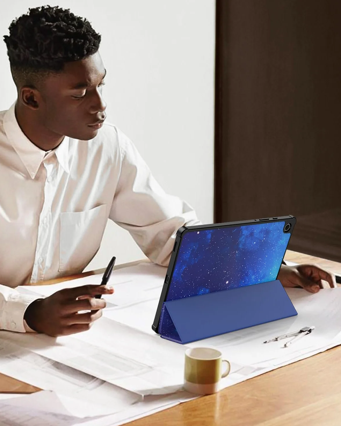TiMOVO Etui Samsung Galaxy Tab S10 Lite 10,9 cala 2025 SM-X400/X406 z uchwytem S Pen, Cienki futerał ochronny TPU Auto aktywacja/uśpienie, niebieskie