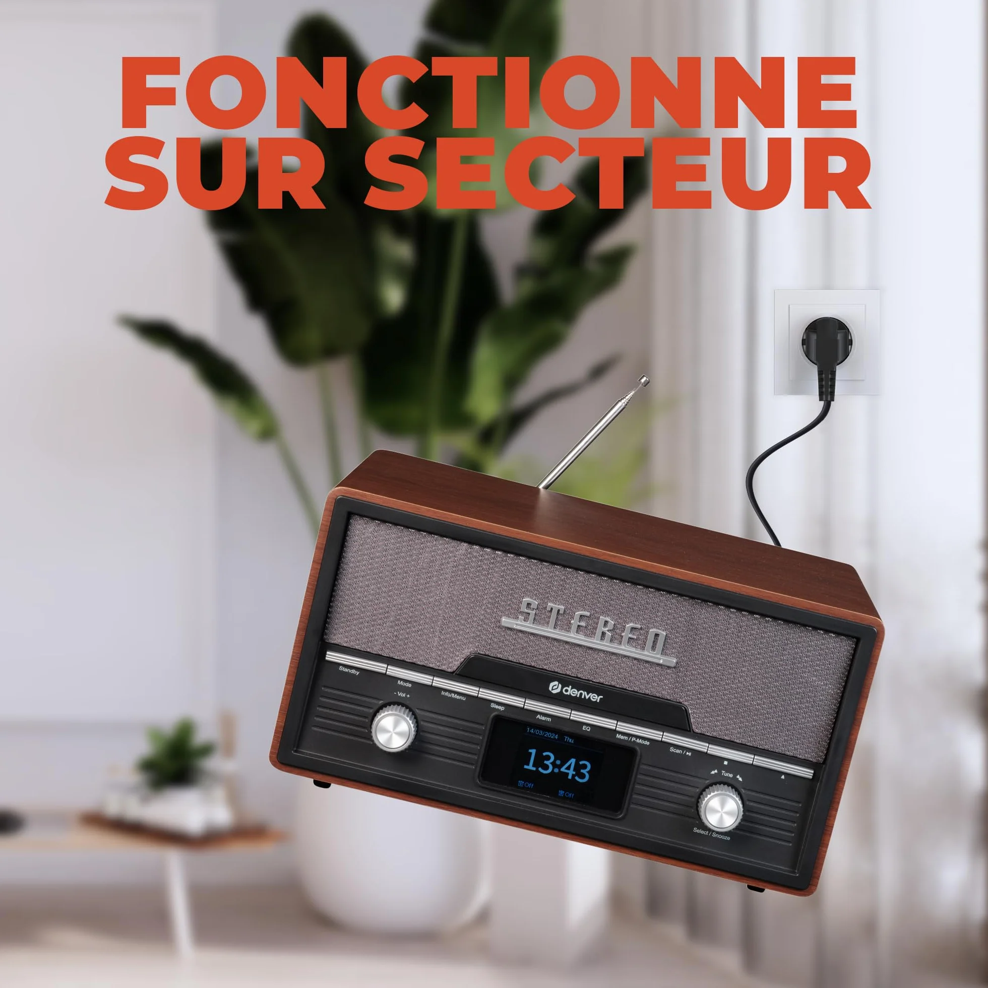 DENVER MDA-525DW - Audiosystem - 2 x 50 Watt - dunkles Holz (111161100150)