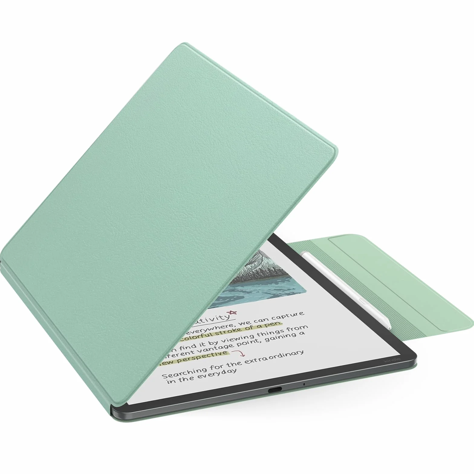 MoKo Magnetic Case for 11" Kindle Scribe 3rd & Colorsoft 1st,Verde Agave | Strong Magnetic,Slim Folio Premium PU Leather Cover with Pen Clasp & Auto Sleep Wake for 2025 Kindle Scribe Case