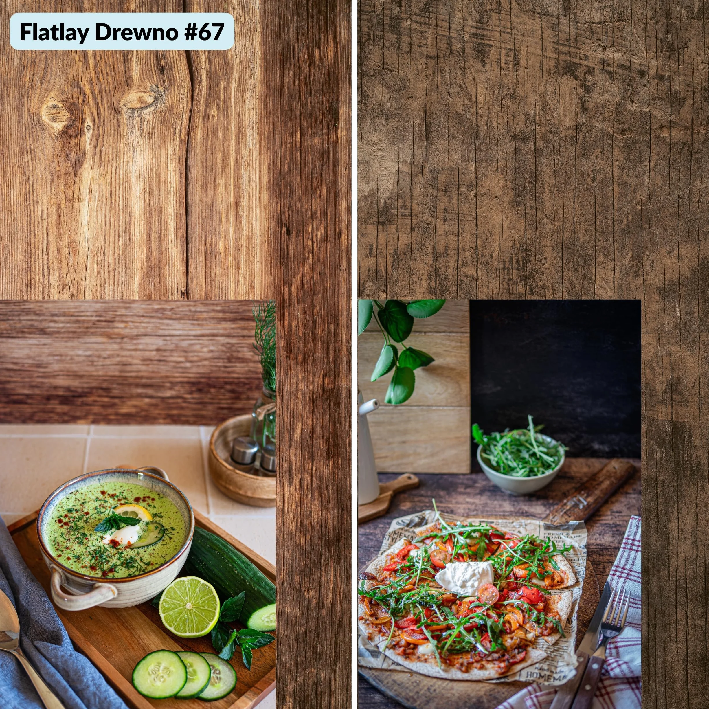 Lens-Aid tło fotograficzne flatlay zestaw 5 szt. 84 x 60 cm | 10 wzorów, druk dwustronny, powierzchnia do przetarcia, satynowe wykończenie, made in Germany
