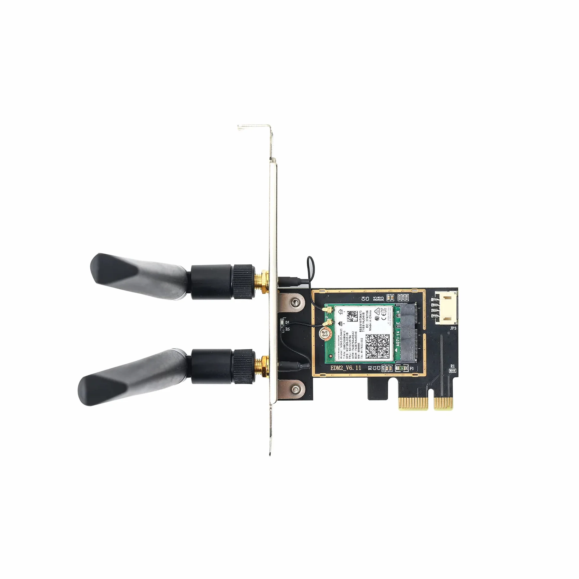 Karta WiFi 6E AX5400 PCIe WiFi do komputera stacjonarnego (z Intel AX210NGW), Bluetooth 5.2, 802.11ax Tri-Band 6GHz/5GHz/2,4 GHz bezprzewodowy adapter z MU-MIMO, OFDMA, obsługuje Windows 11/10 (64