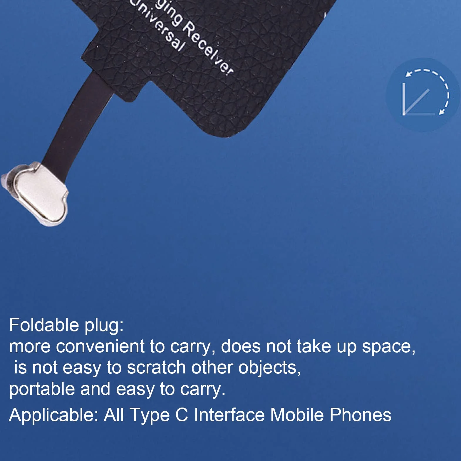 Bezprzewodowy odbiornik ładowania typu C, bezprzewodowy adapter do ładowania Qi USB-C 5 V 2 A odbiornik ładowania samoprzylepna smukła ładowarka moduł, do wszystkich telefonów