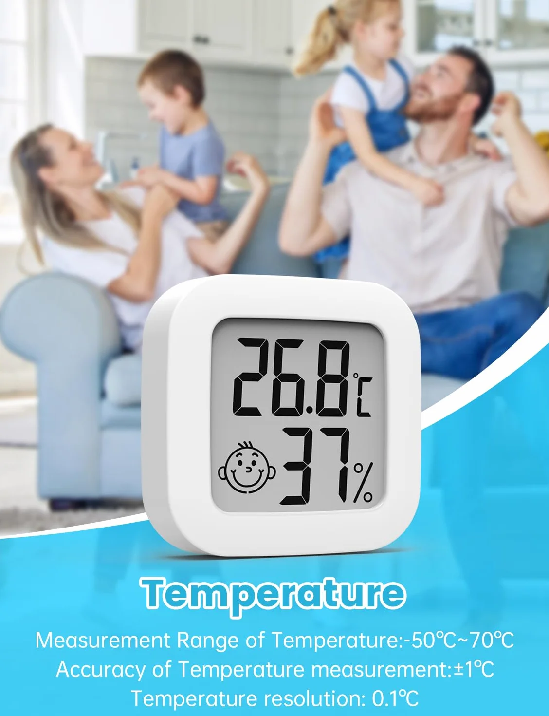 Termometr z higrometrem, miernik temperatury i wilgotności powietrza, do wnętrz, 3 sztuki