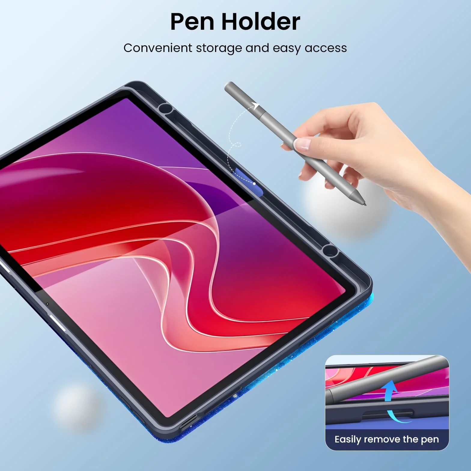 MoKo Etui Lenovo Tab M11 2024 TB330FU TB330XU Ultra Cienka Składana Pokrowiec z Uchwytem na Rysik, Niebieskie Gwiaździste Niebo