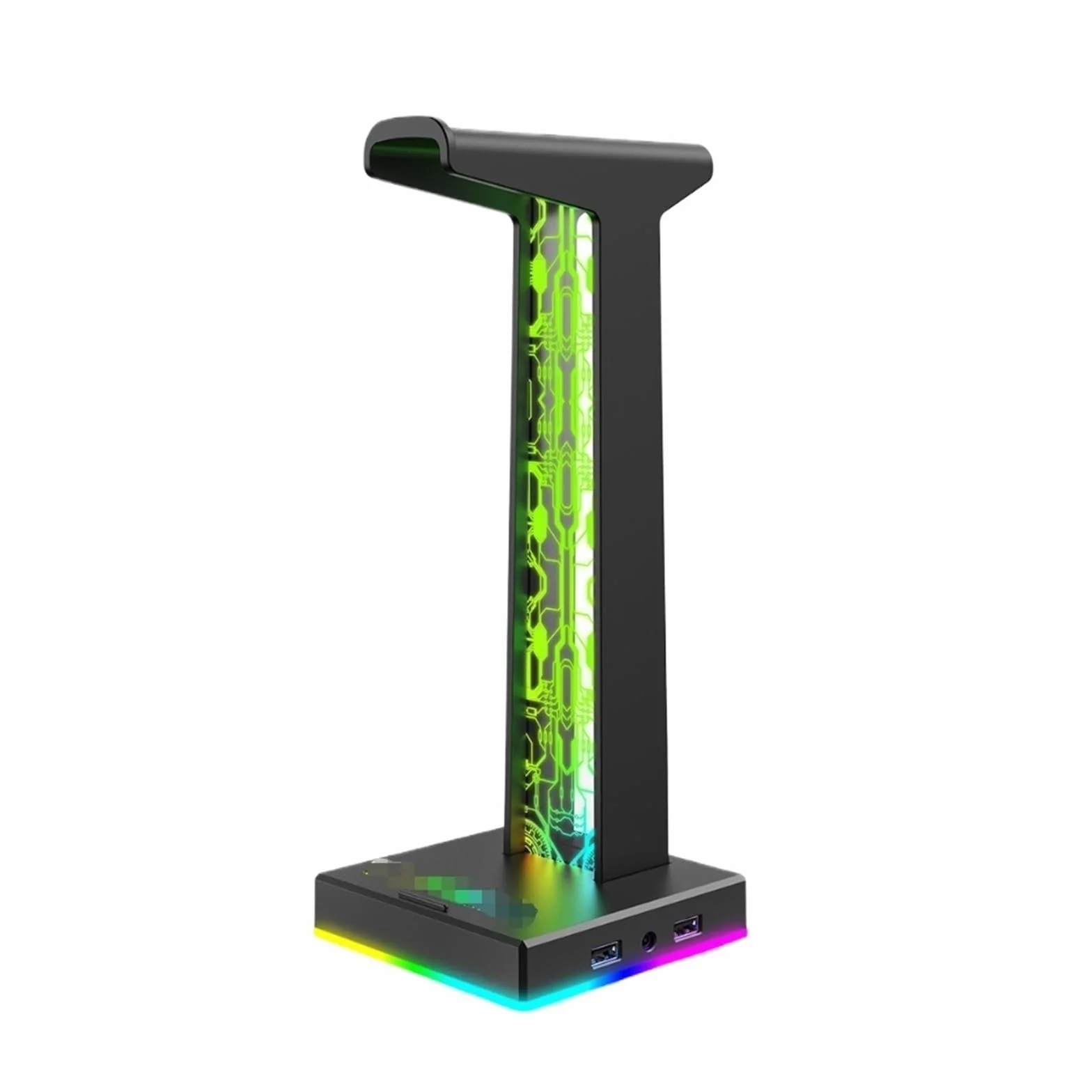 Podstawa do słuchawek, Stojak na słuchawki i zestaw słuchawkowy z portem USB RGB do komputera stacjonarnego, czarny 28,1 x 11 x 11 cm