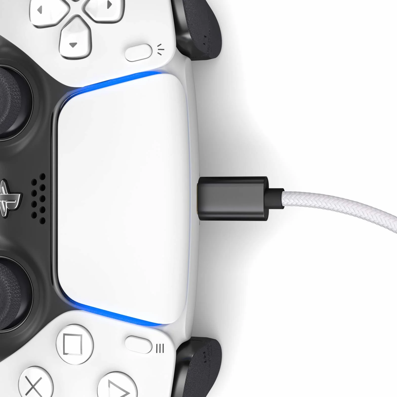 PAXO Nylonowy kabel do ładowania PS5, 3 m, do kontrolera Playstation 5, kabel USB C na C, USB 3.1 (USB 3.0), kabel do ładowania, płaszcz materiałowy, wtyczka aluminiowa, biały