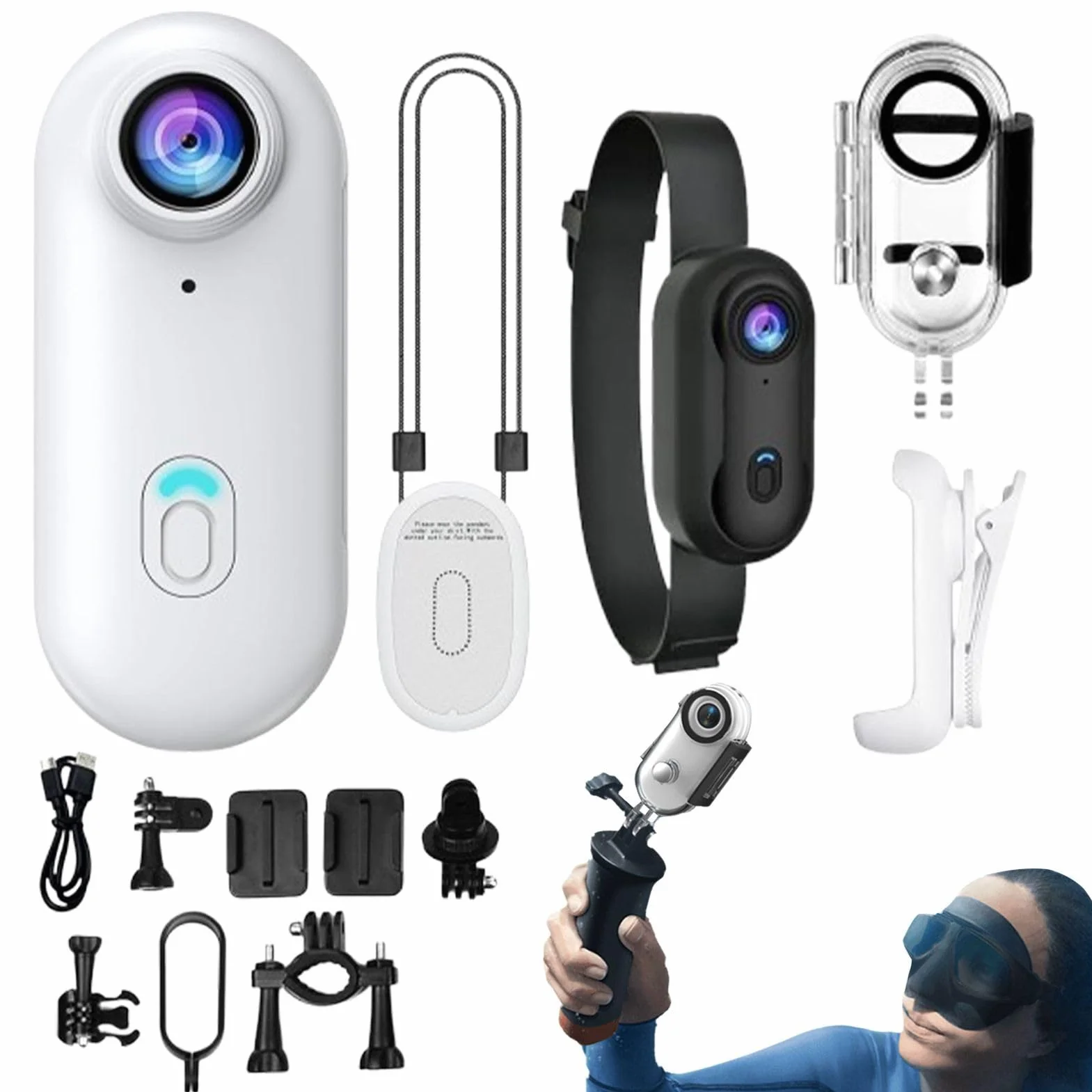 Mini Kamera Sportowa 4K Ultra HD Kamera Body Do Noszenia | Magnetyczna Kamera Obrotowa 360 Stopni z Rozdzielczością 4K do Nurkowania, Narciarstwa, Wędrówek i Sportów Motocyklowych