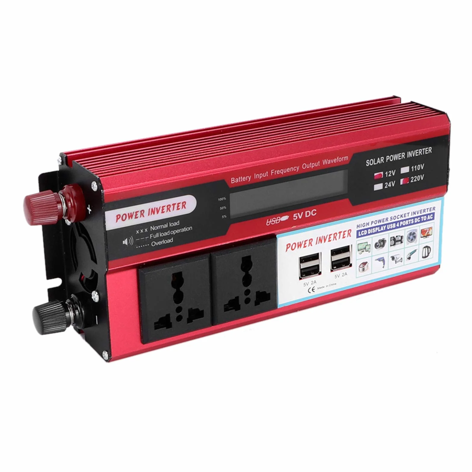 Konwerter Mocy 750 W do Samochodu z Wyświetlaczem Cyfrowym Inwerter Solarny do ładowania Telefonów i urządzeń USB Przenośny Inwerter Podróży na Zewnątrz i Zasilania Awaryjnego