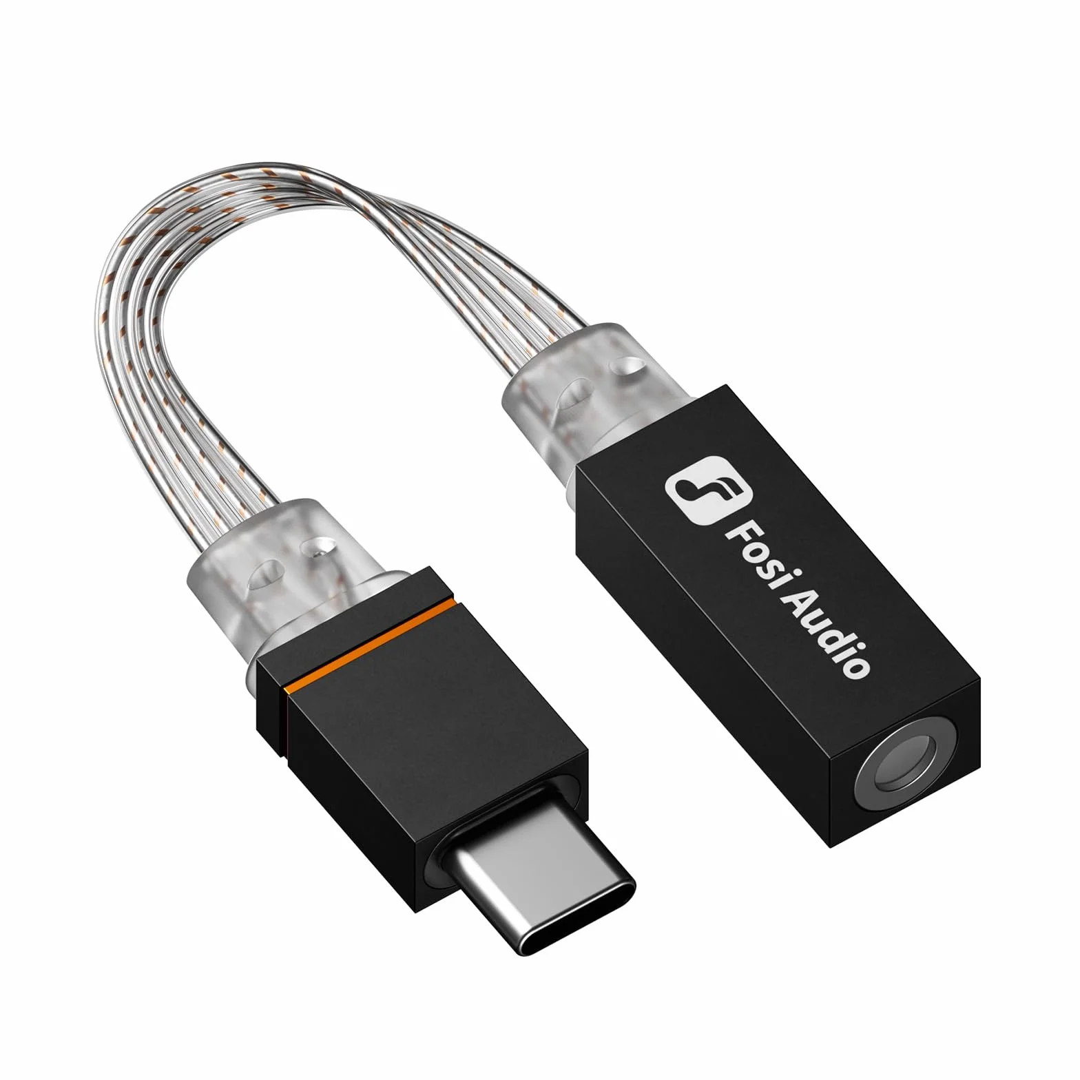 Fosi Audio D2 Adapter Audio USB-C do 3,5 mm, Wzmacniacz DAC do Przewodowych Słuchawek Dousznych IM4, Adapter Gniazda Słuchawkowego z Obsługą Mikrofonu, Męski USB-C do żeńskiego 3,5 mm
