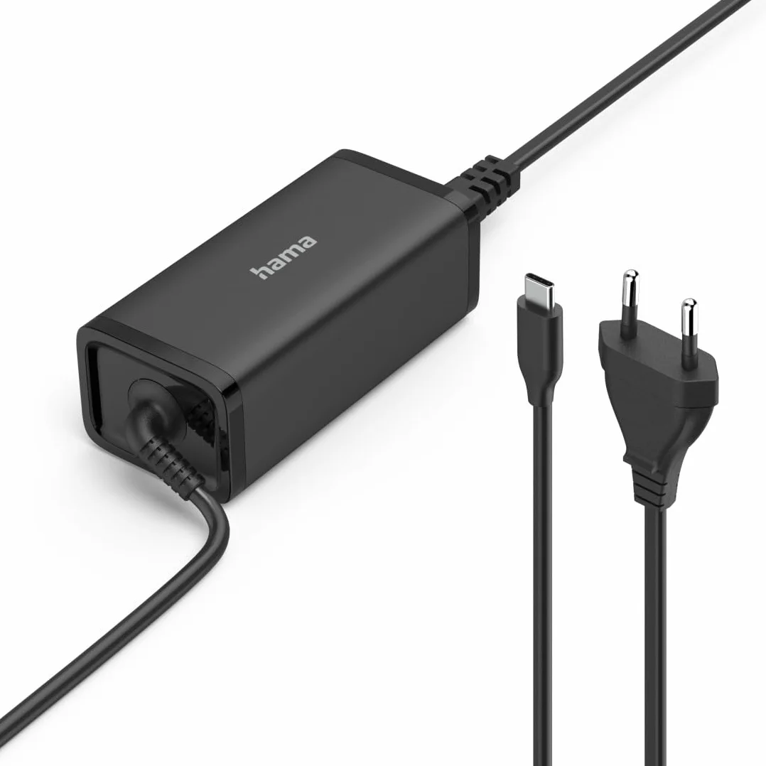 Hama Uniwersalny Zasilacz GaN USB-C 100W, Kompatybilny z Laptopem, Tabletem, Konsolą, Wydajny i Niskie Emisje Ciepła, Bezpieczne Ładowanie dla Wszystkich Urządzeń