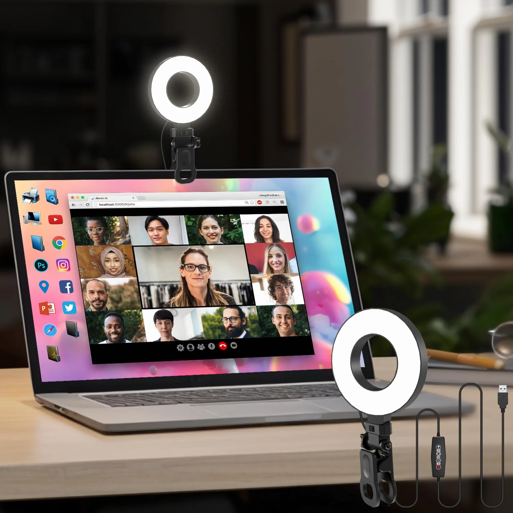 Mojimdo Lampa Pierścieniowa 23LED USB z Timerem do Laptopa, Wideokonferencji